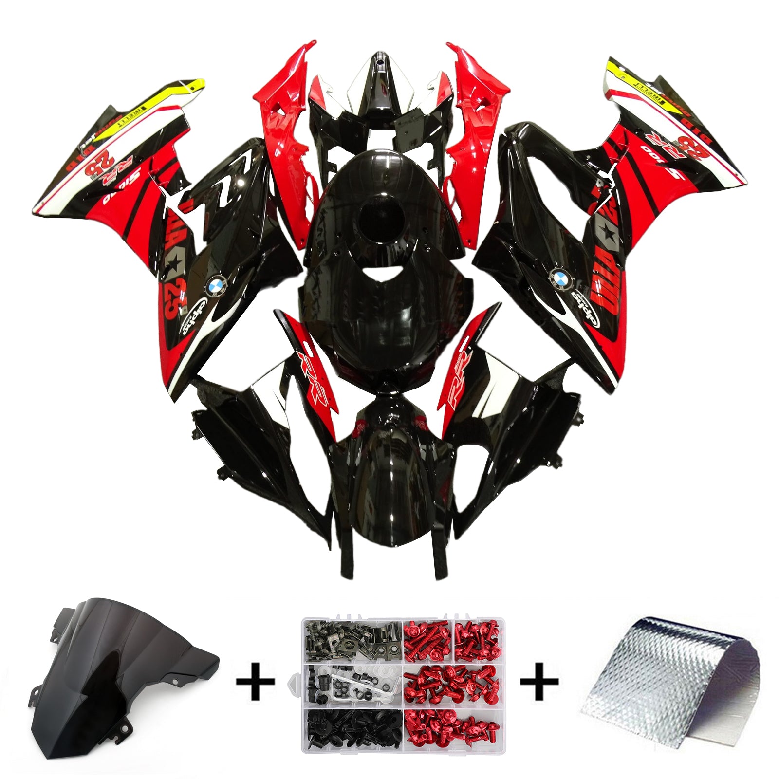 Amotopart 2017-2018 BMW S1000RR Glossy Red Black Yellow-kuipkit