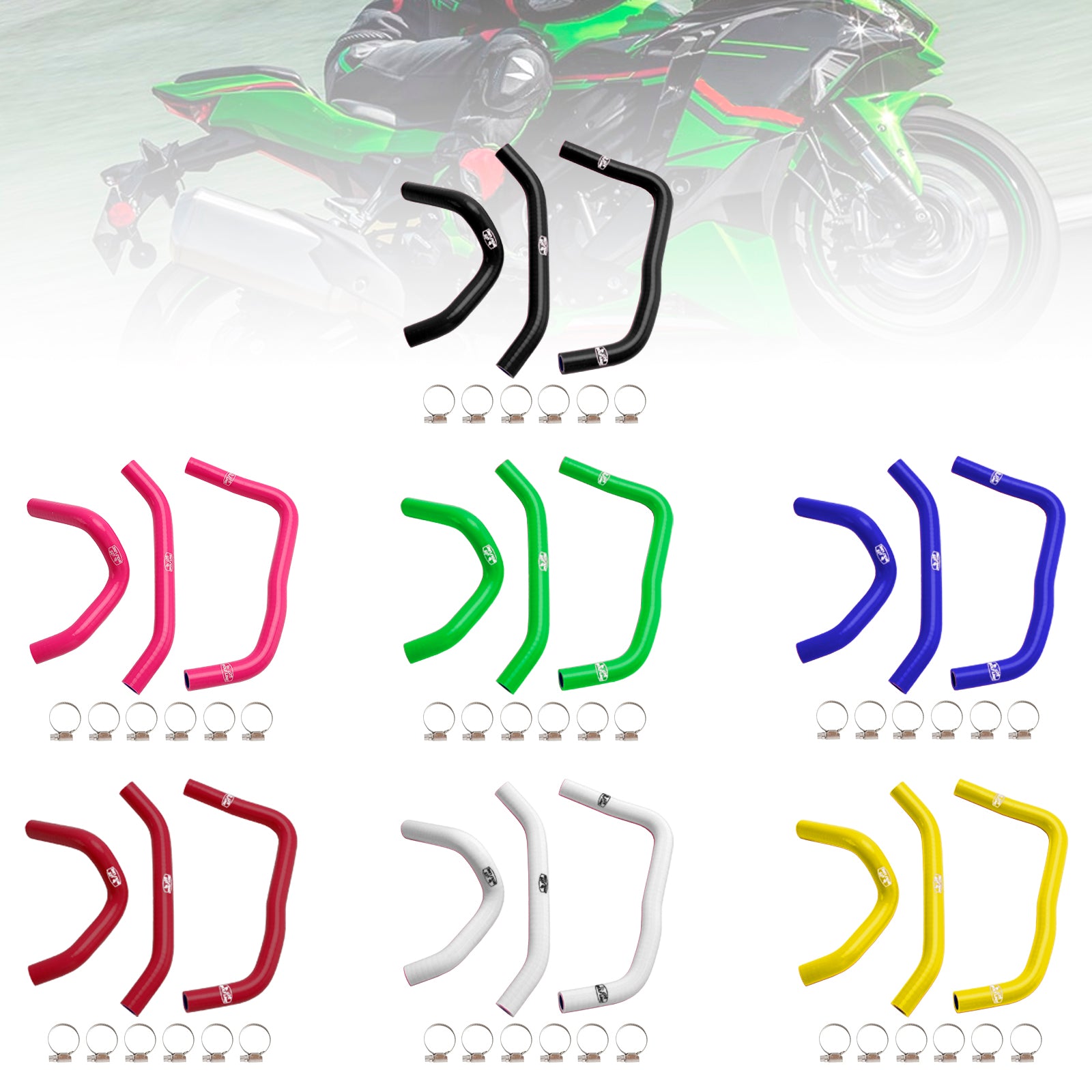 23-24 Kawasaki ZX4R ZX-4RR Kit de mangueira de resfriador de radiador de silicone