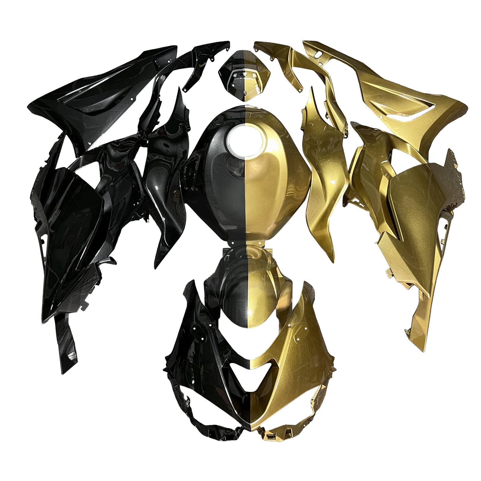 Amotopart 2024-2025 Kawasaki ZX-6R Gold Black Fairing Kit