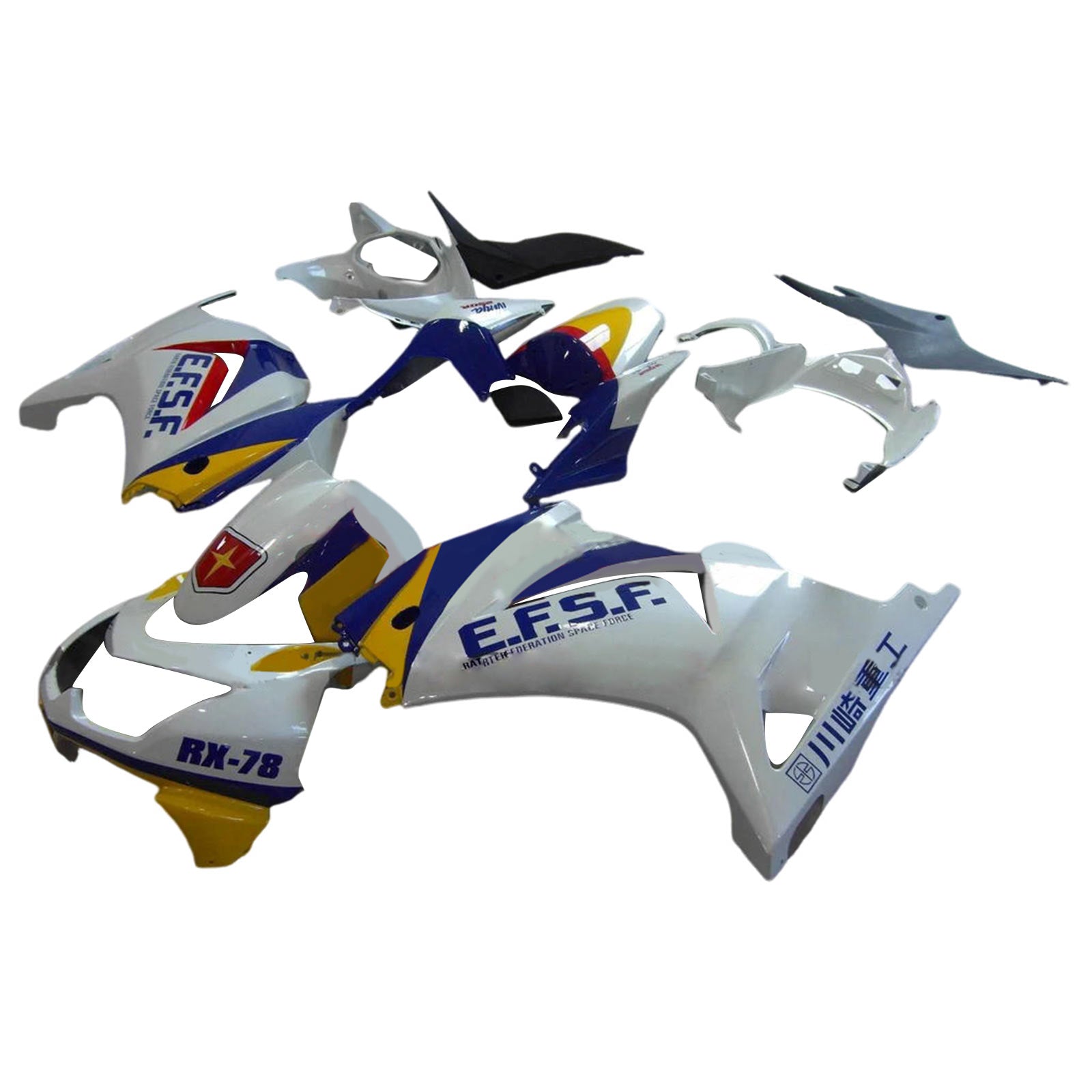 Amotopart 2008–2012 Kawasaki EX250 Ninja250R, Weiß & Blaues Verkleidungskit