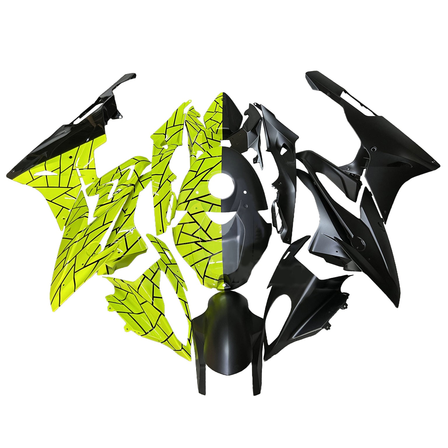 Amotopart 2015-2016 BMW S1000RR ハーフレモンイエロー、ハーフブラックフェアリングキット