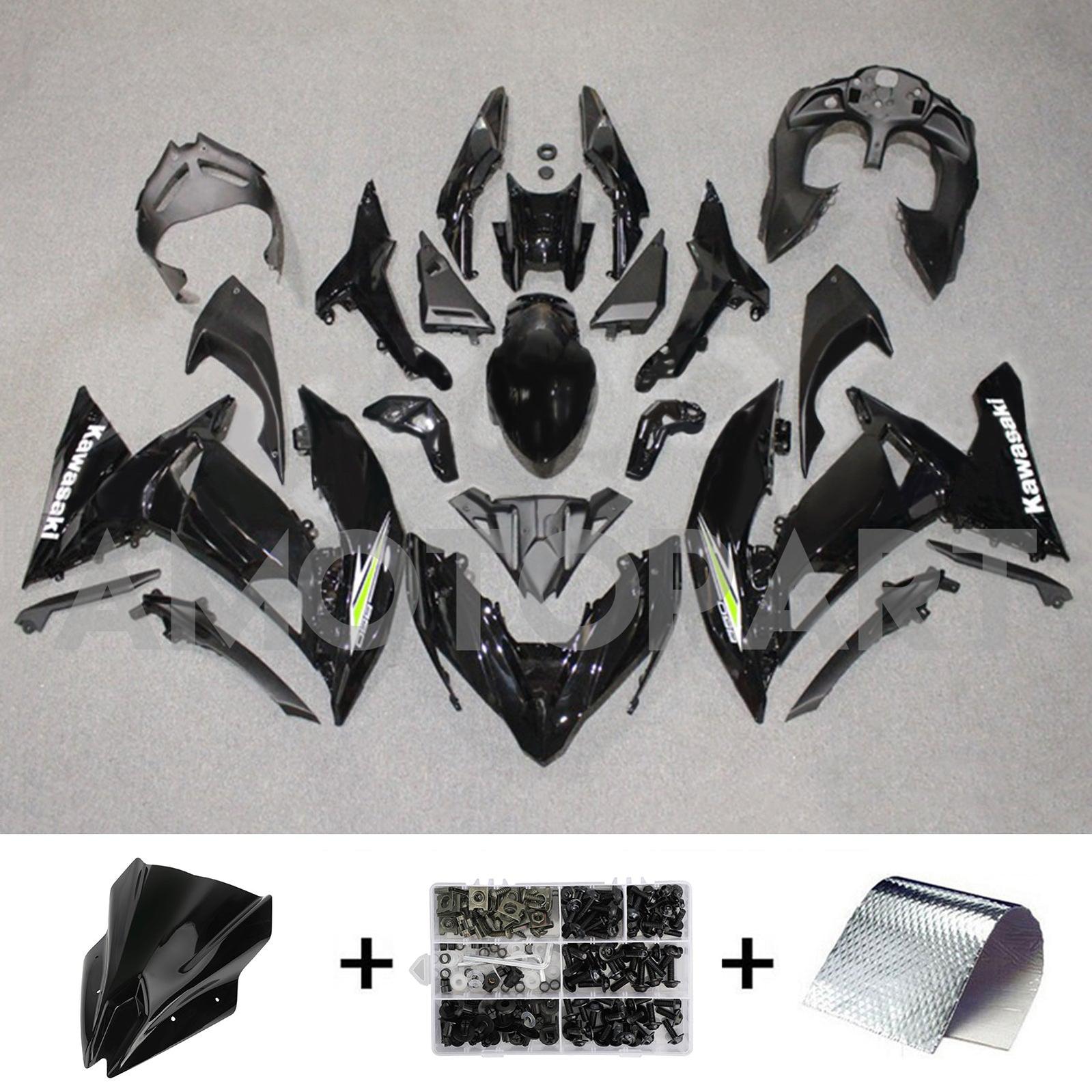 AMOTOPART 2017-2019 KAWASAKI ER6F/NINJA650R Black Style2 Fairing Kit