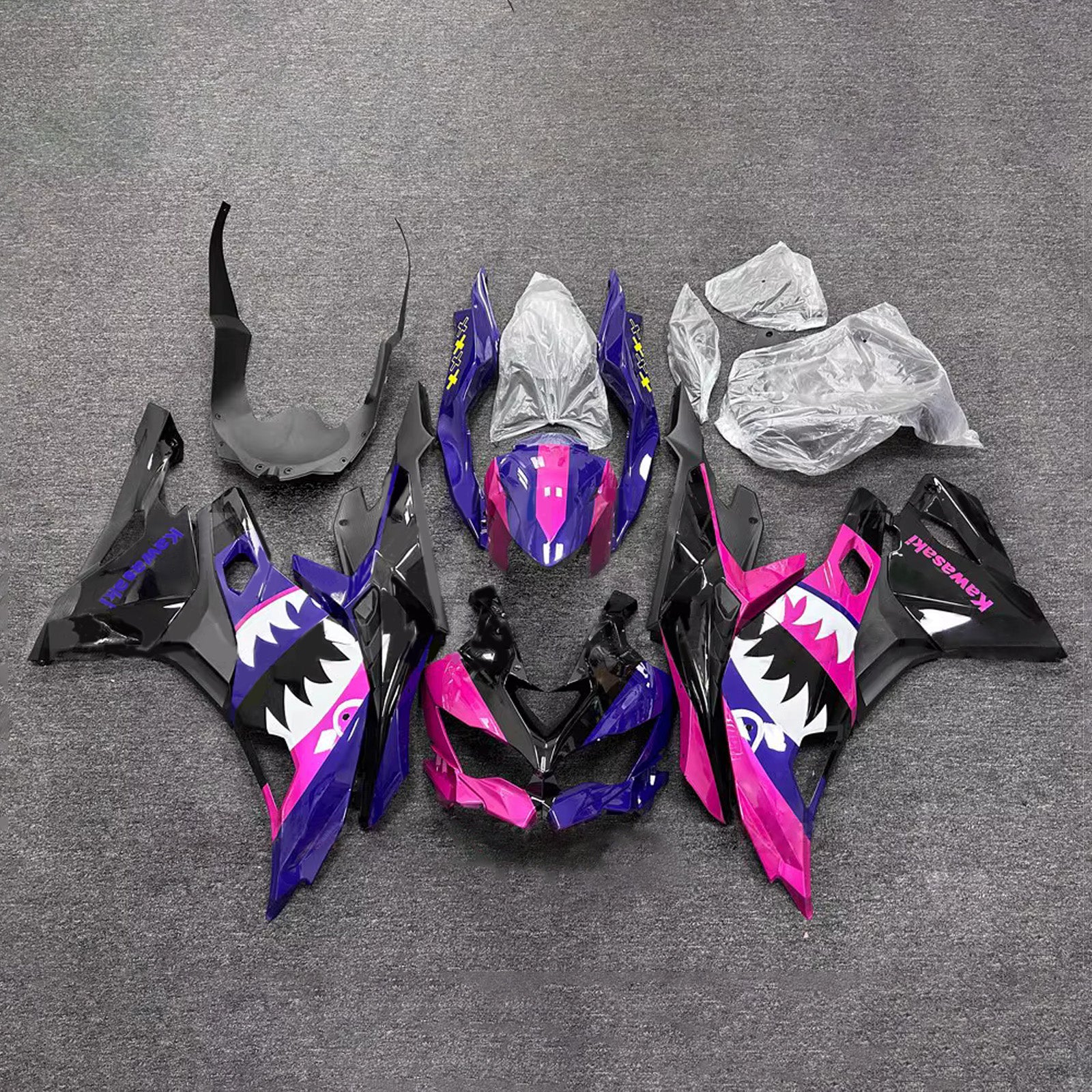 Amotopart 2019-2022 Kawasaki Ninja ZX-25R 2023-2025 Kawasaki Ninja ZX-4R/ZX-4RR Blue Purple Black Fairing Kit