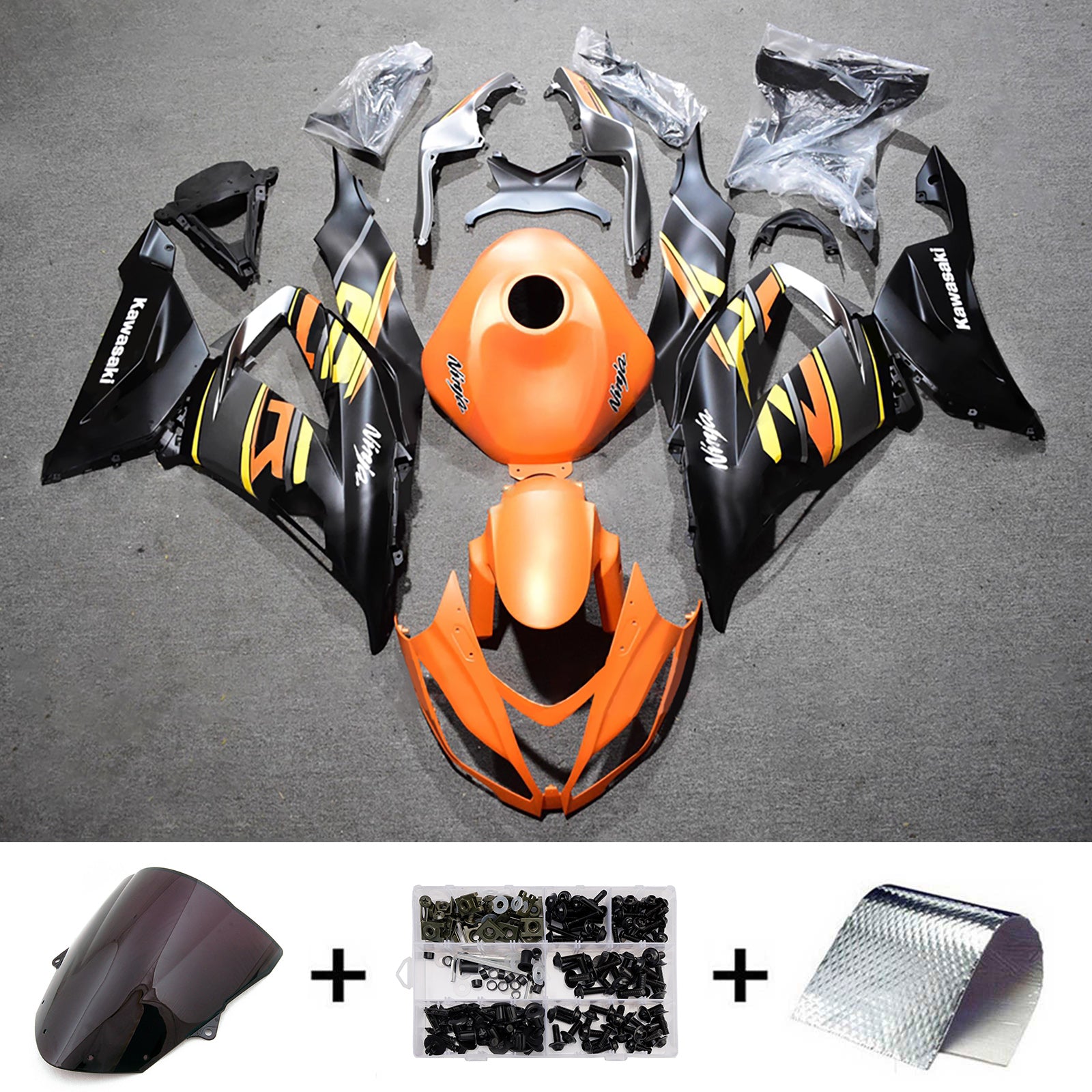 Amotopart 2013-2018 Kawasaki ZX6R 636 Orange Blcak Fairing Kit