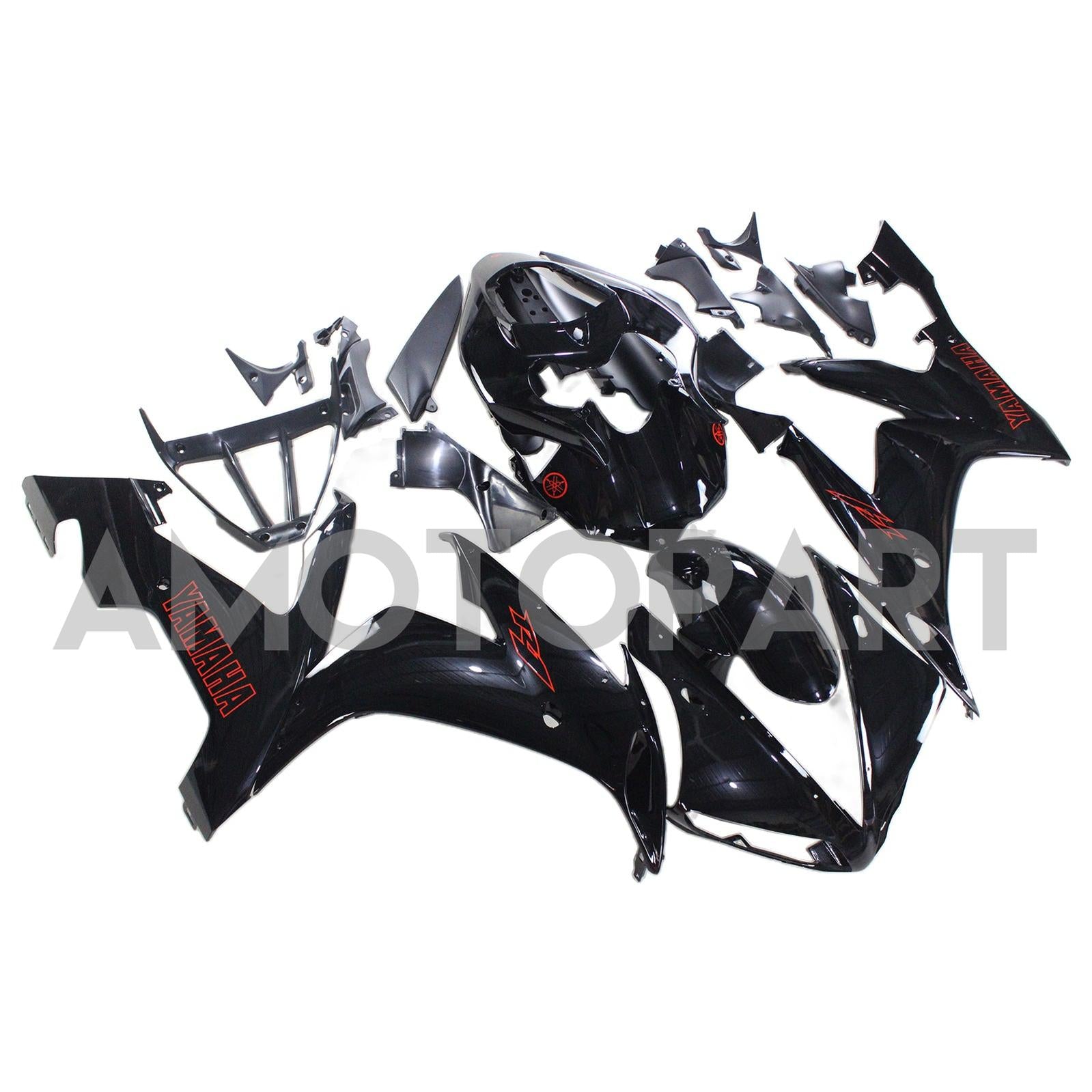 AMOTOPART 2004-2006 YZF 1000 R1 YAMAHA SVART MED RED LOGO FAIRING KIT