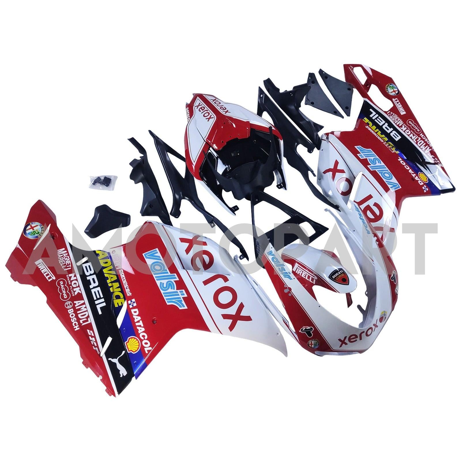 Amotopart All Years Ducati 1098/1198/848 Red White Fairing Kit