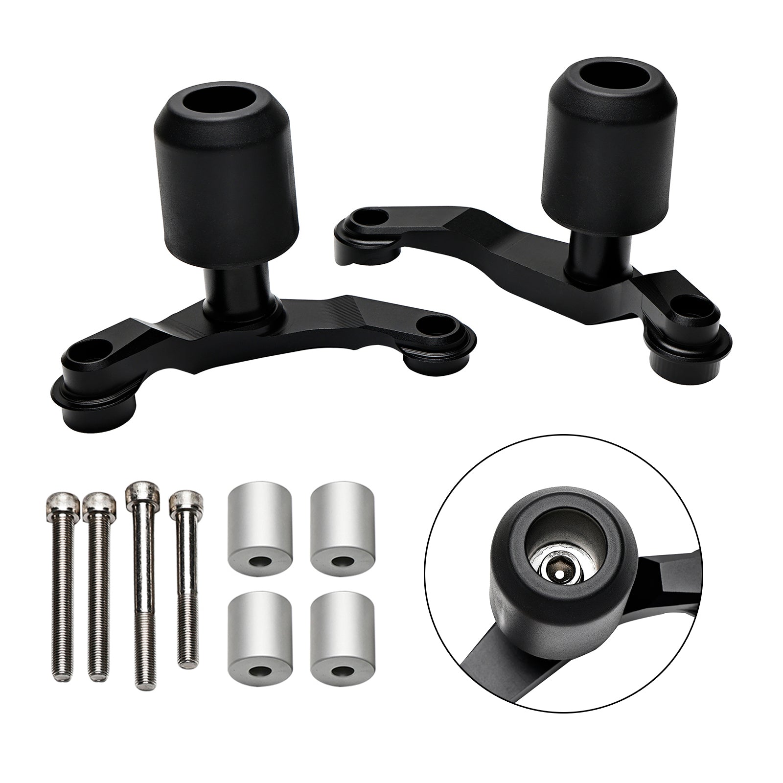 20-23 2021 Kawasaki Zh2 Cnc Anti-Crash Frame Sliders Protector Black