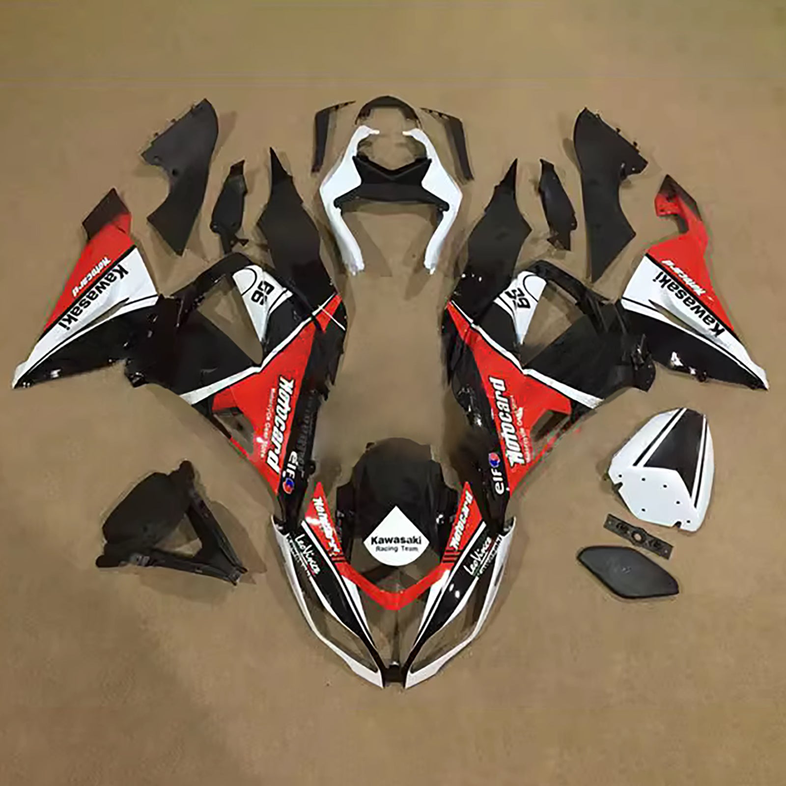 Amotopart 2013-2018 Kawasaki ZX6R 636 Black Red White Fairing Kit