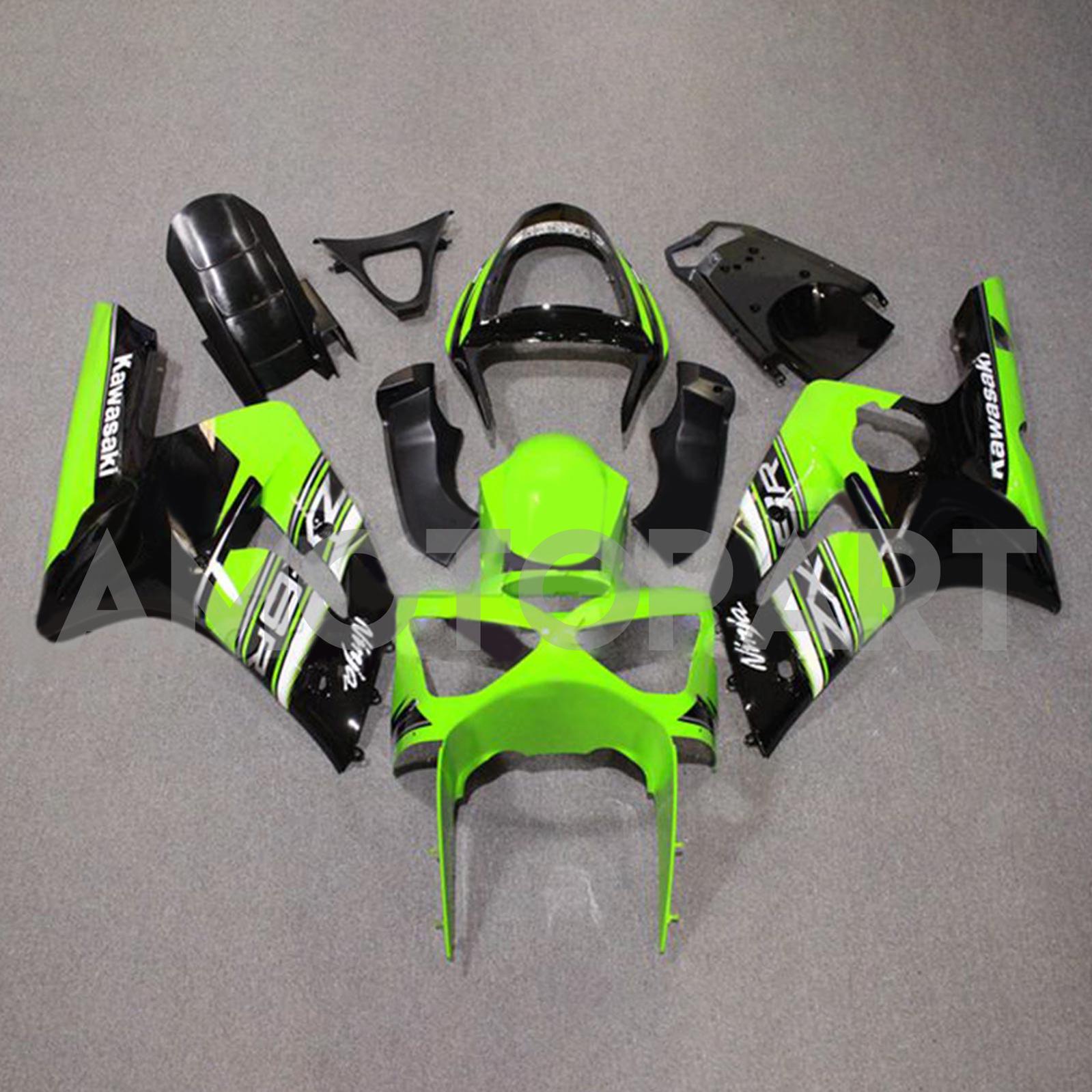 Amotopart 2003-2004 ZX6R 636 Kawasaki Green&Black Style6 Fairing Kit