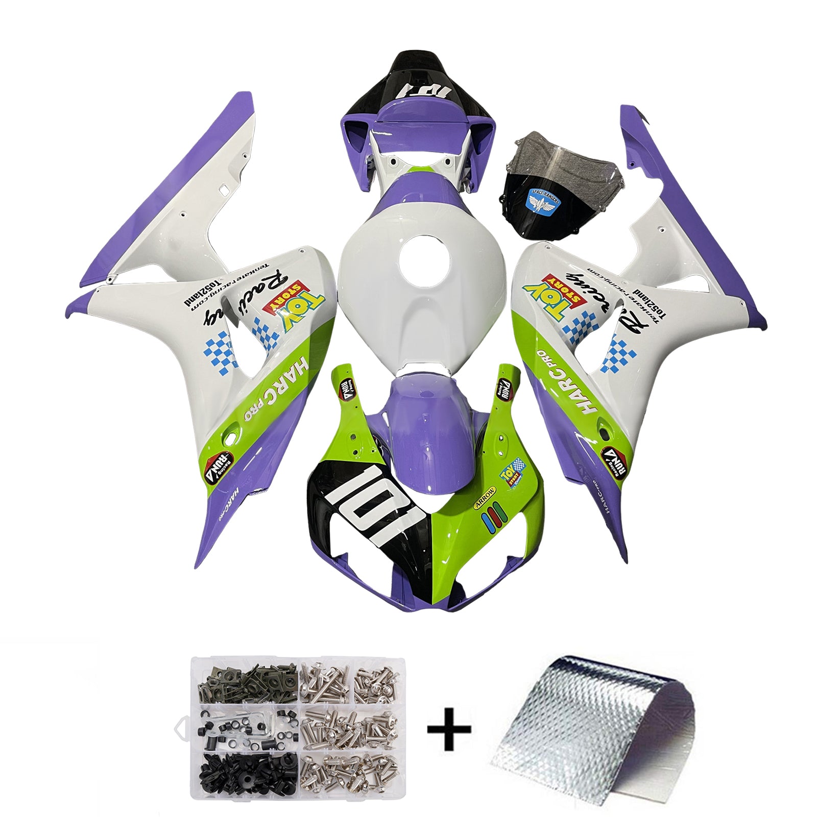 Amotopart 2006-2007 Honda CBR1000rr Kit de carénage vert violet blanc