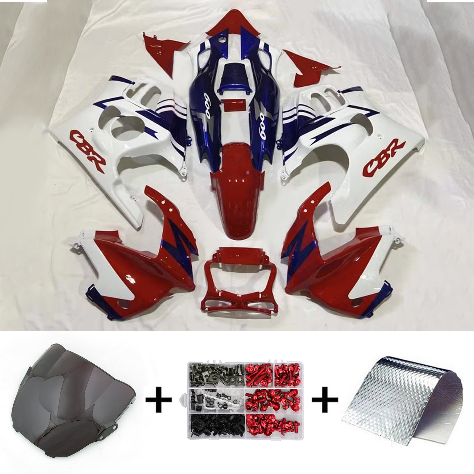 Amotopart 1997-1998 CBR600 F3 Honda Rouge&Kit de carénage bleu