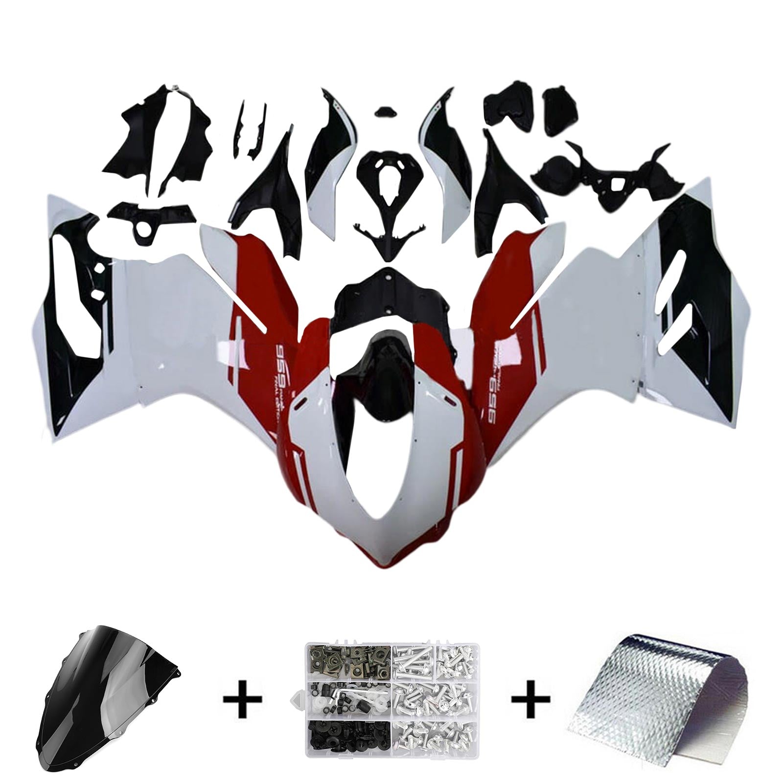 Amotopart 2015-2020 Ducati 959 Red Black White Fairing Kit