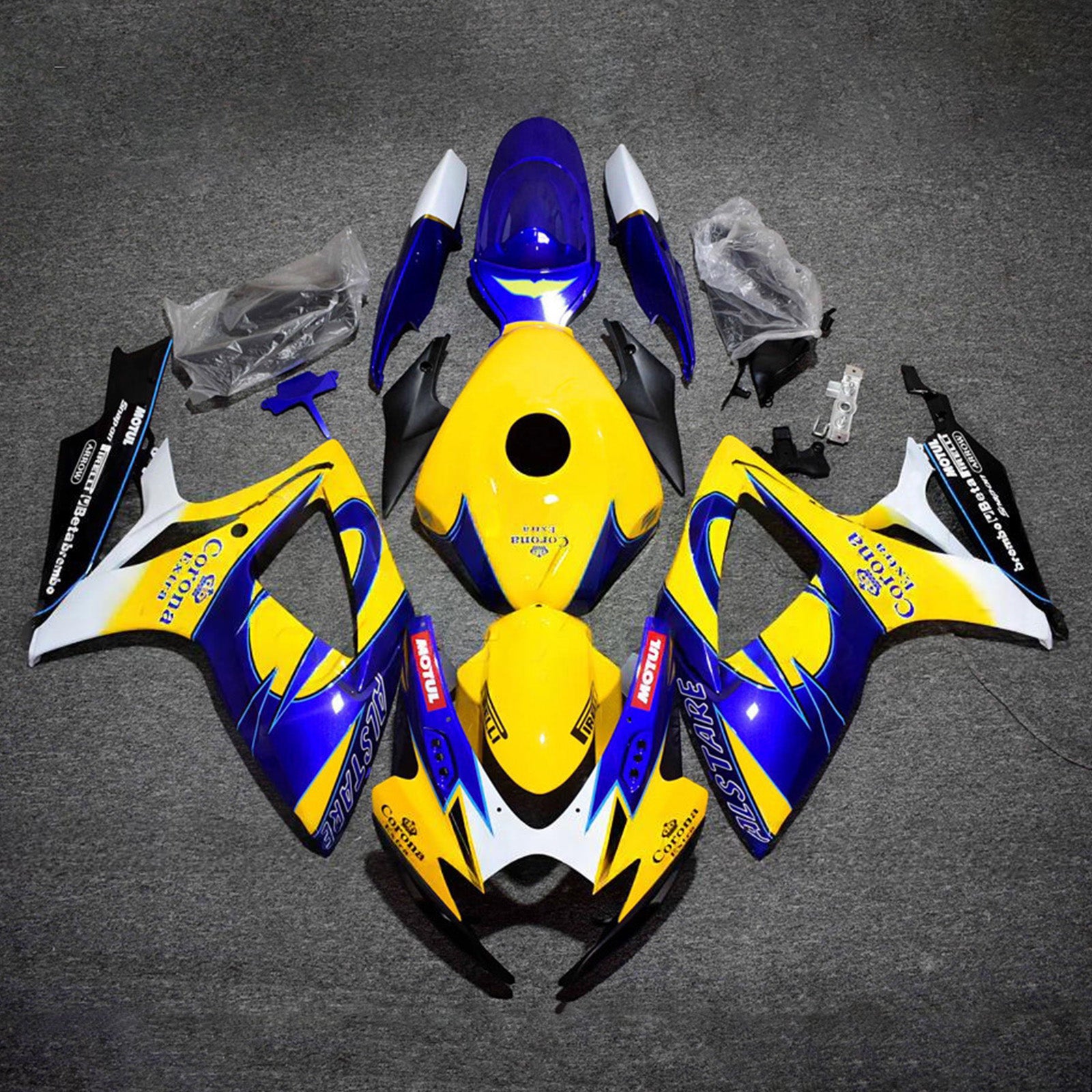 Amotopart 2006-2007 Suzuki GSXR 600/750 Blue Yellow White Black Fairing Kit