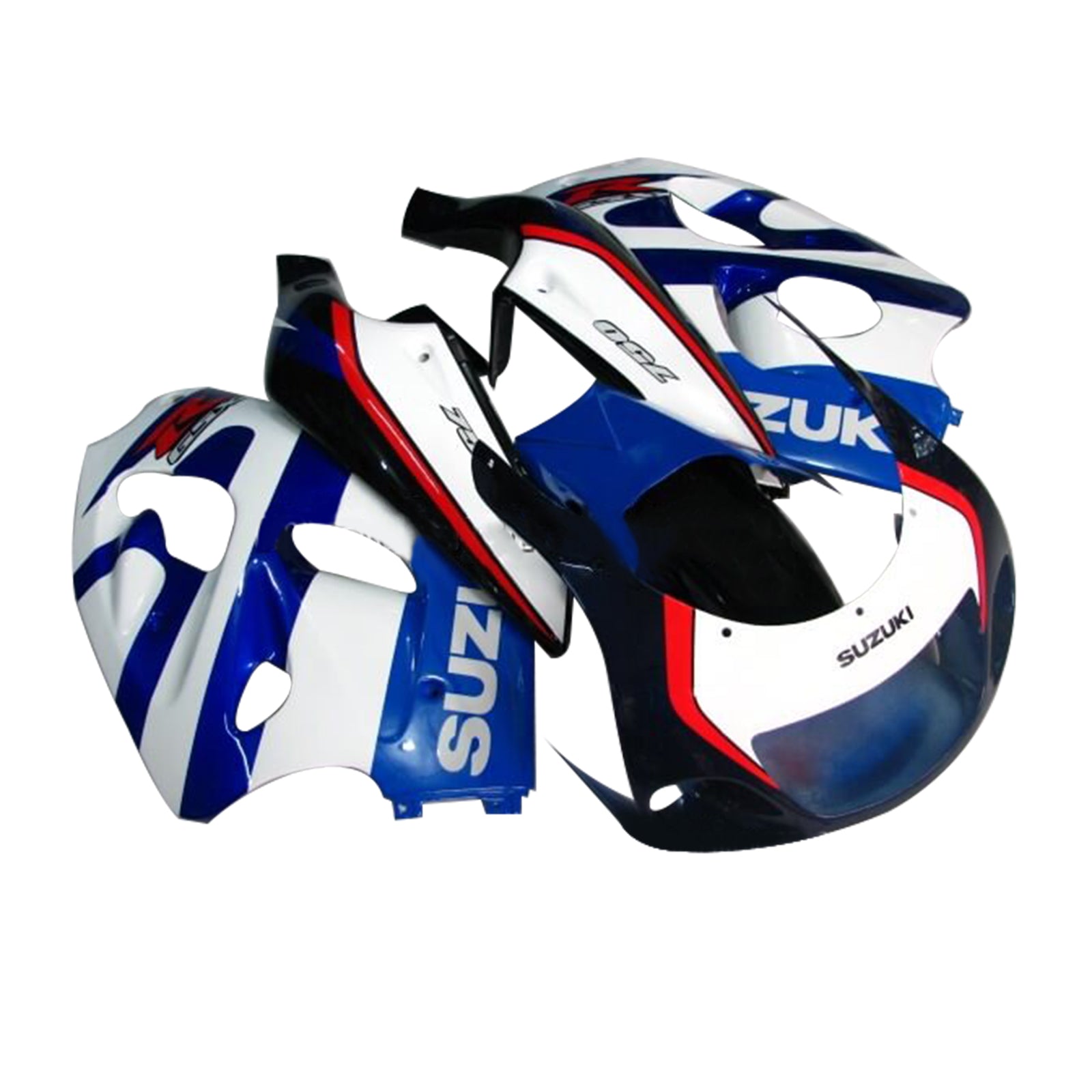 Amotopart Suzuki GSXR600 1996-2000 GSXR750 1996-1999 Bleu&Kit de carénage blanc Style3