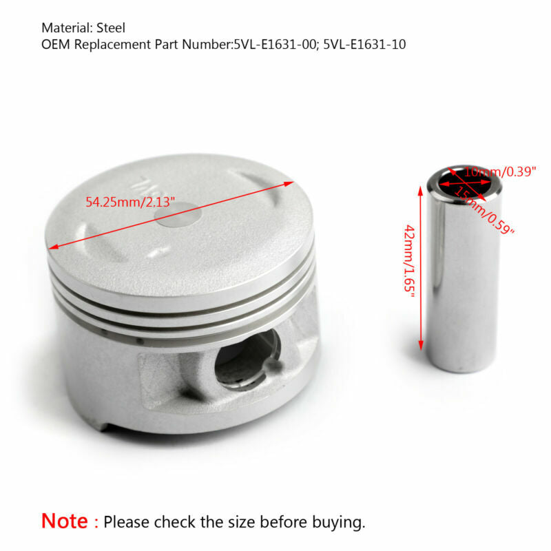 Piston +0.25mm UK Kit Yamaha YBR125 Size Bore 125 Ring YBR 54.25mm