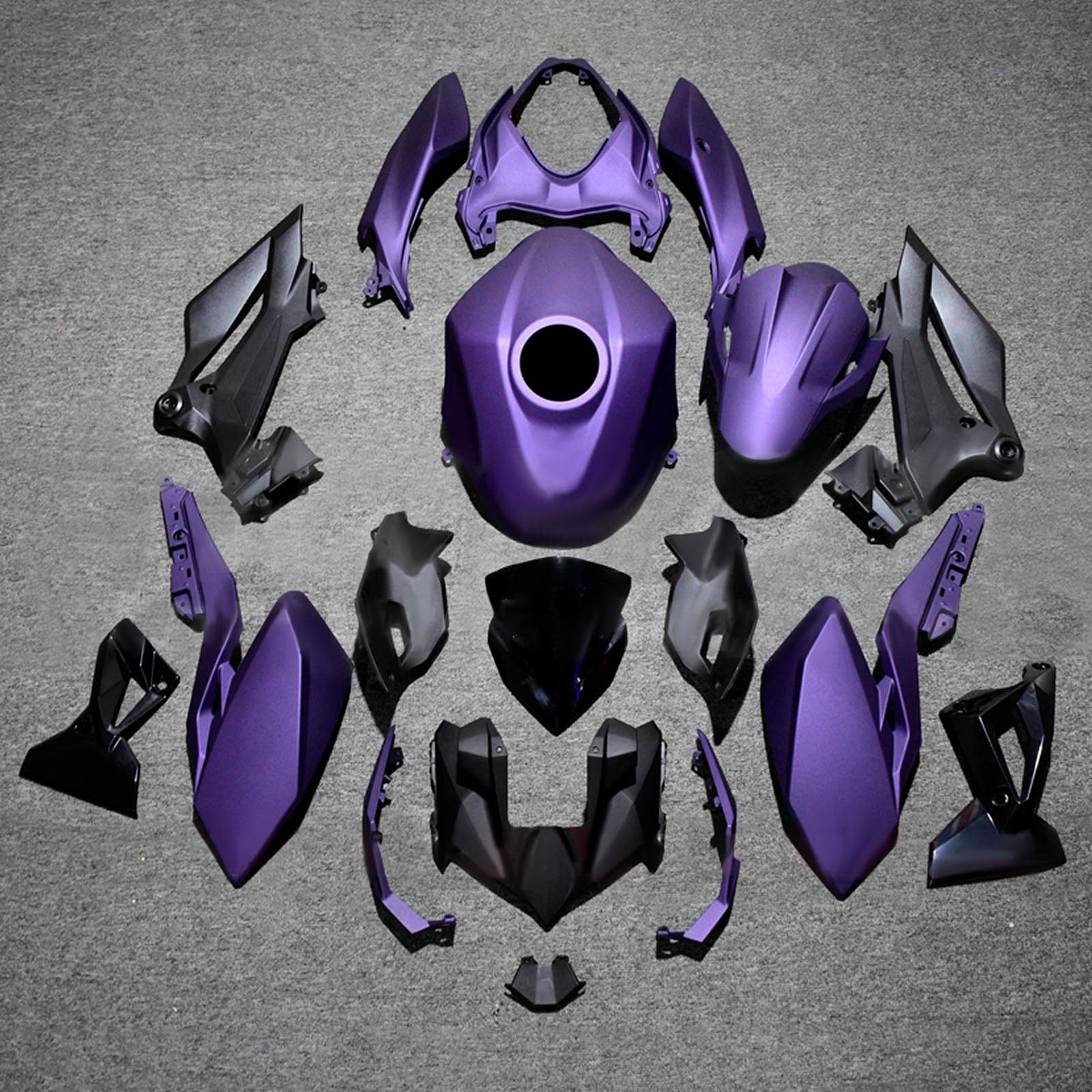 Amotopart 2018-2024 Kawasaki Z400 Purple Black Fairing Kit