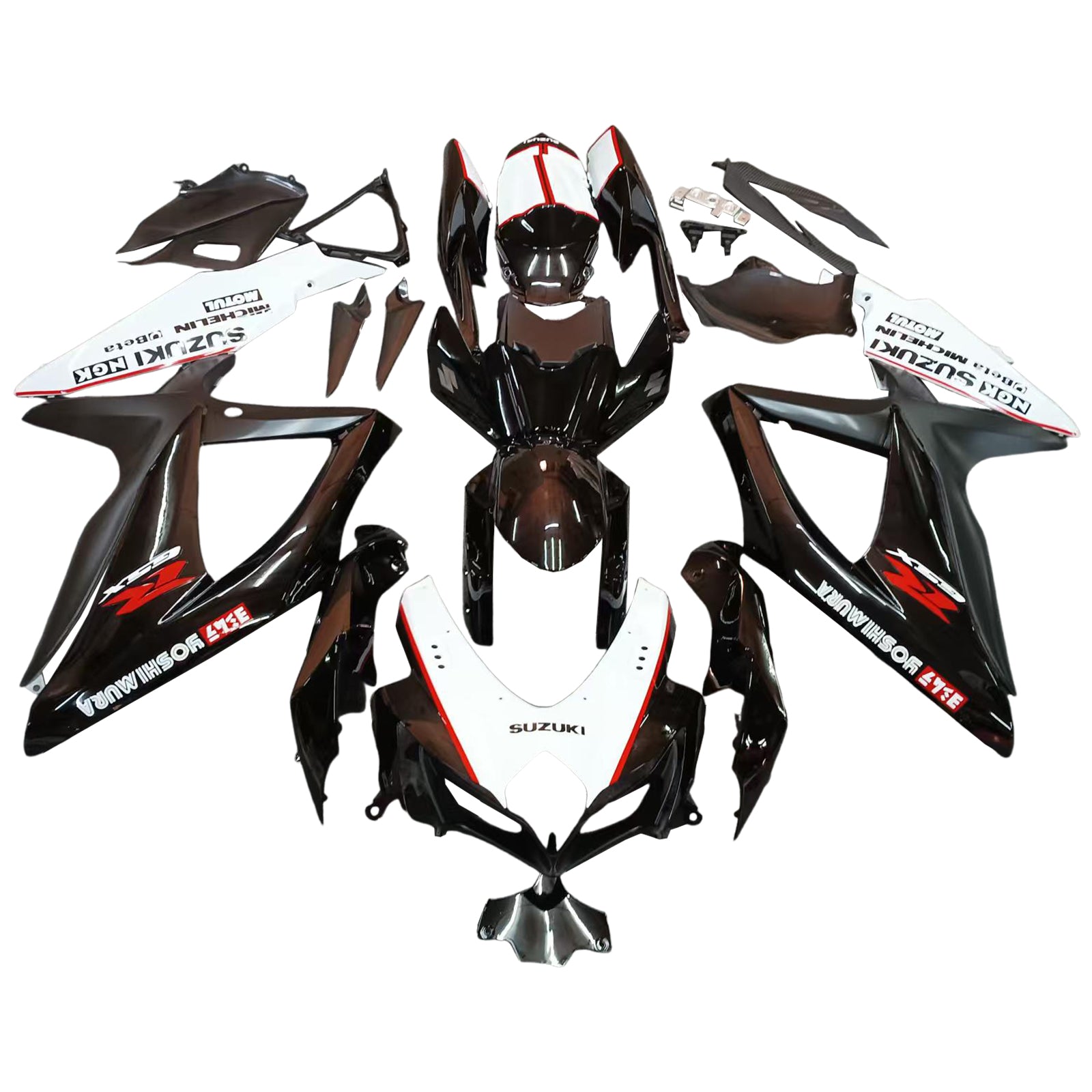Amotopart 2008-2009 Suzuki GSXR 600/750 Black White Red Fairing Kit