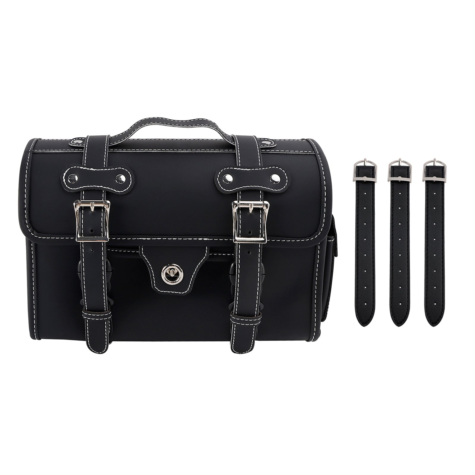 Motorbike Black Tail Bag Pu Side Saddlebag Pannier Luggage Pouch Storage