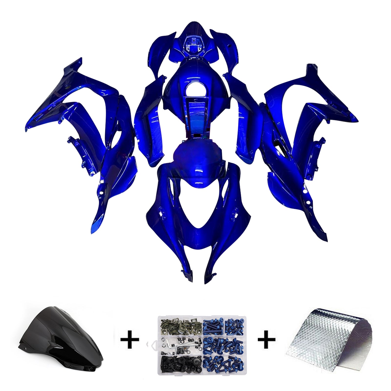 Amotopart 2016-2020 Kawasaki ZX10R Blue Fairing Kit