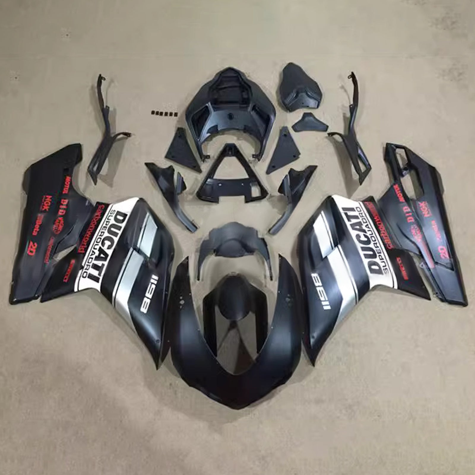 Amotopart 2007-2011 Ducati 1098/1198/848 Matte Black White Fairing Zestaw