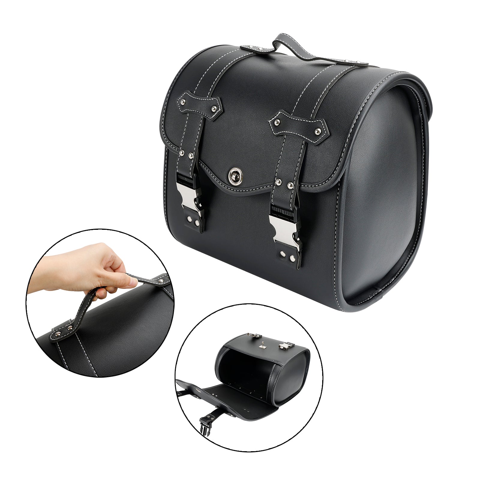 Saddlebag Side Storage Tool Bag Universal Quick Release Pu Motorcykel Brun