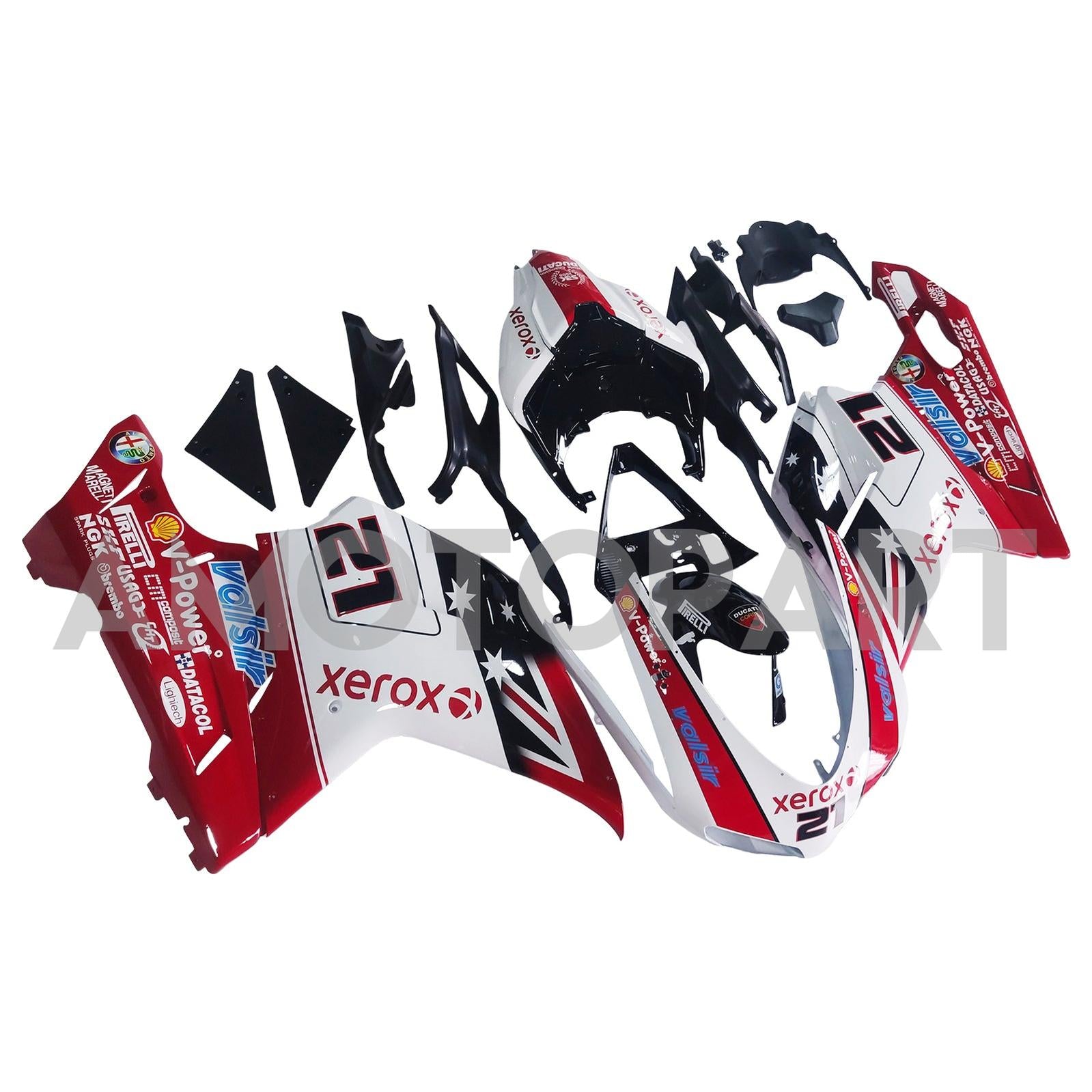 Amotopart All Years Ducati 1098/1198/848 Red White Fairing Kit