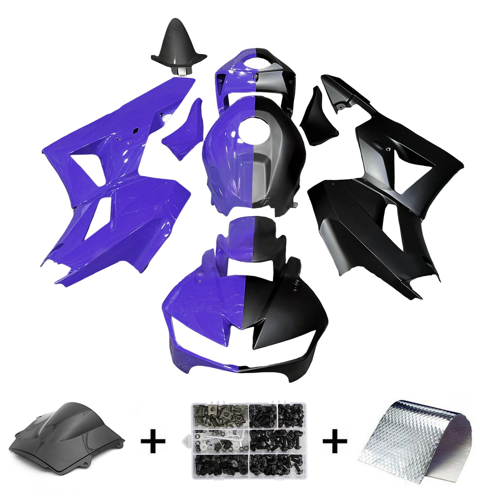 Amotopart 13-25 version américaine & Kit de carénage violet et noir pour Honda CBR600RR (version européenne 2013-2023)