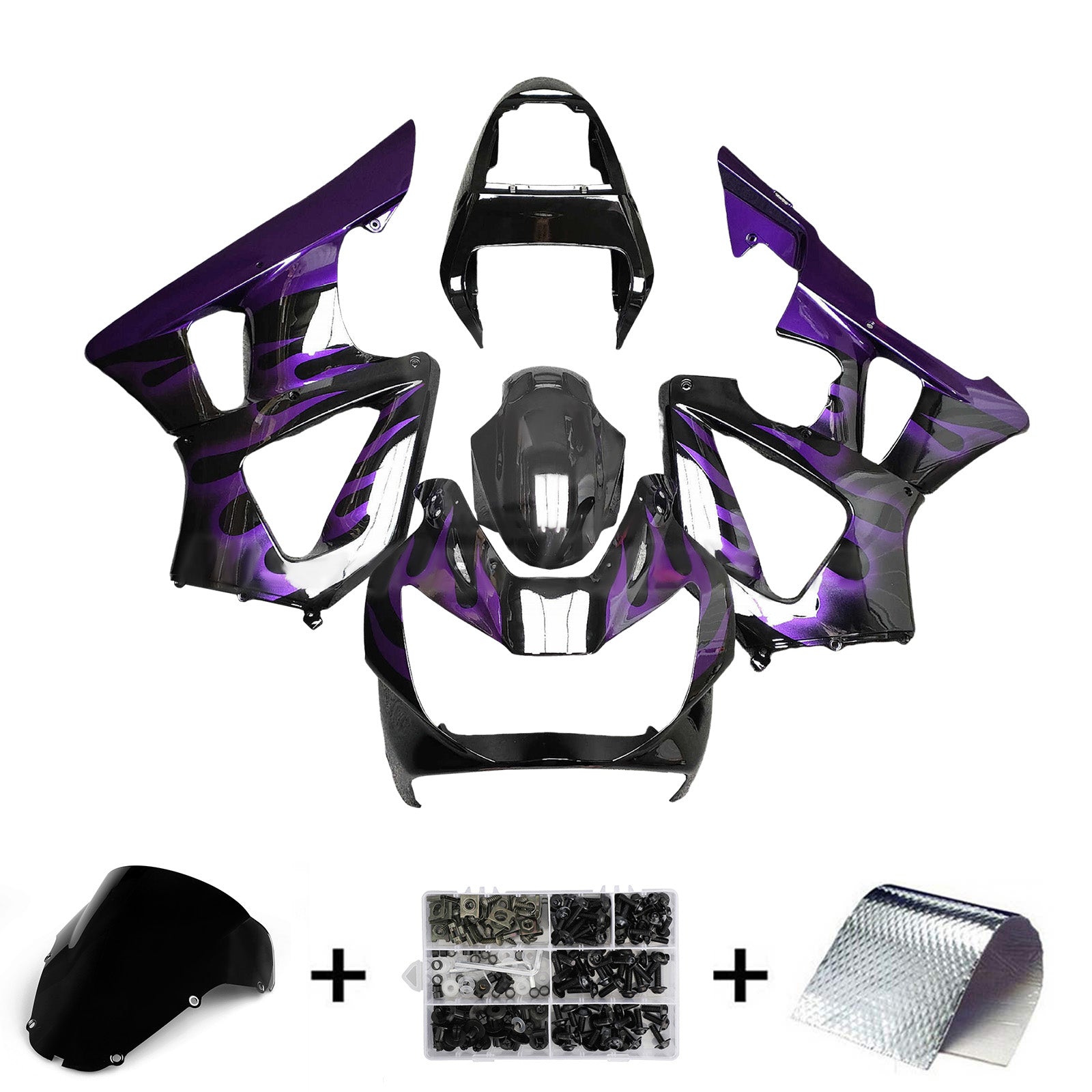 Amotopart 2000-2001 Honda CBR929RR
Purple Black Fairing Kit