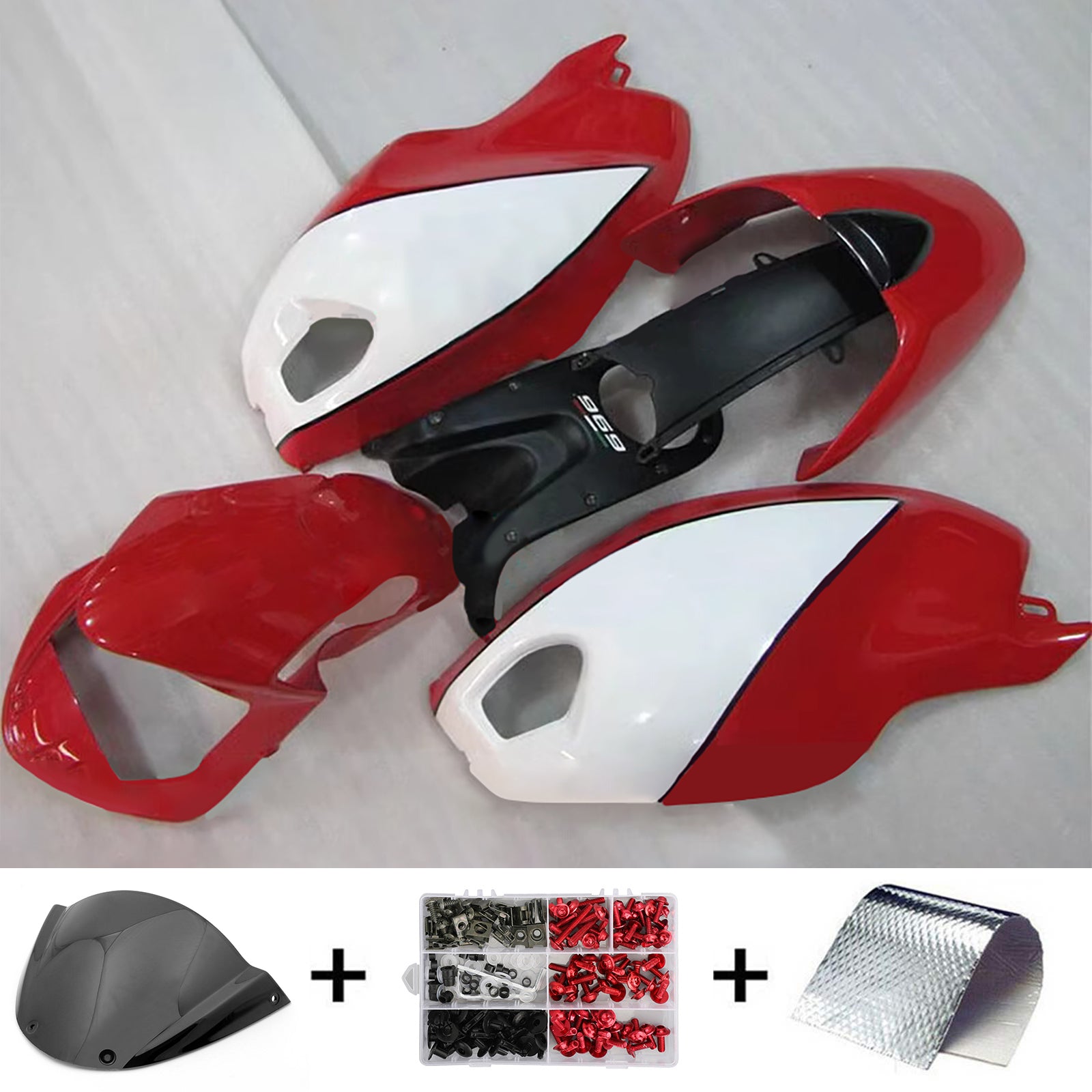 Amotopart All Years Ducati Monster 696/796/1100 S EVO White Red Fairing Kit