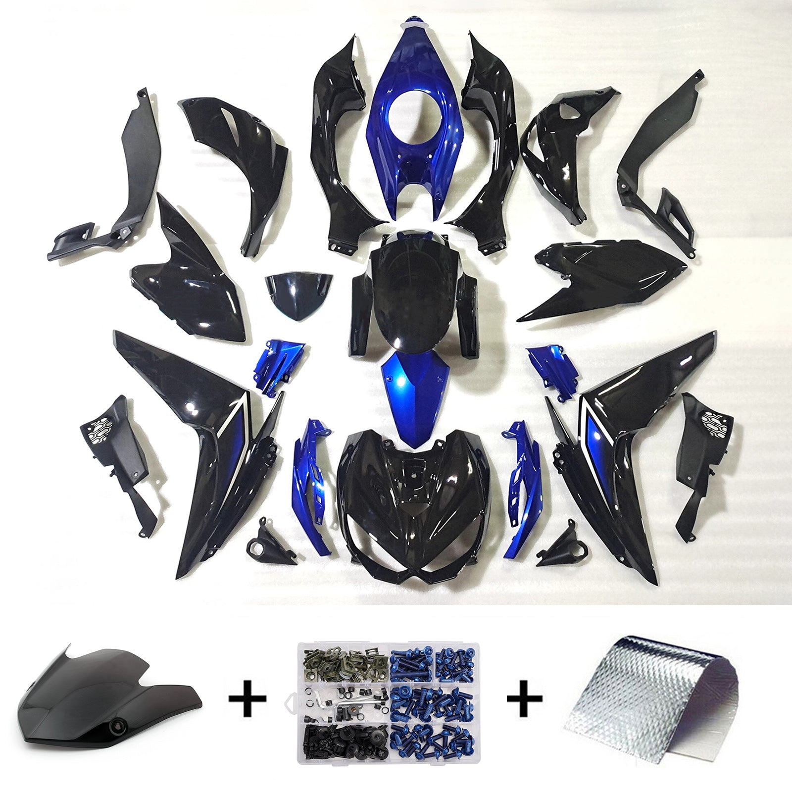 Amotopart 2014-2017 Kawasaki Z1000 Blue Black Fairing Kit