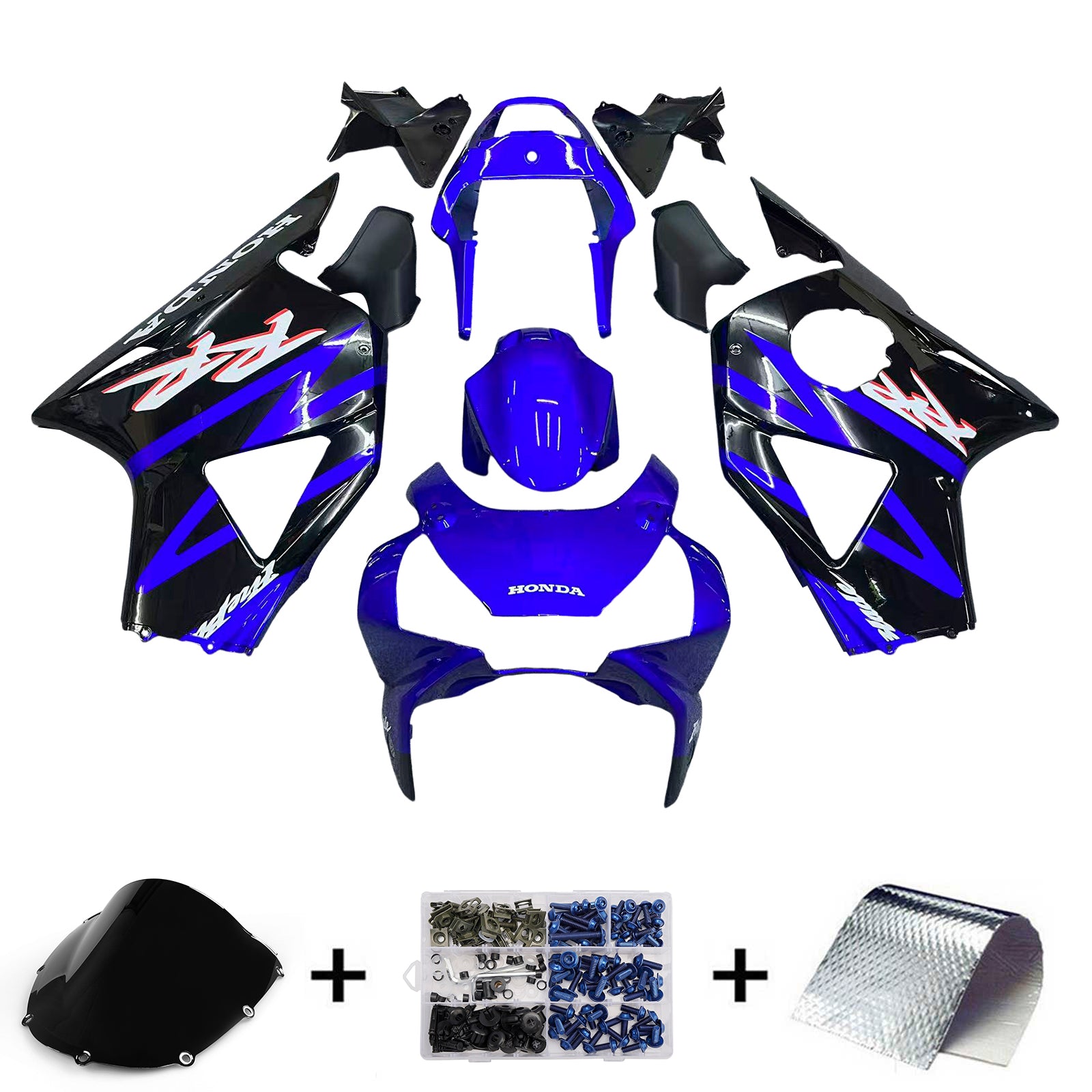 Amotopart 2002-2003 Honda CBR954 Glossy Blue Black Fairing Kit