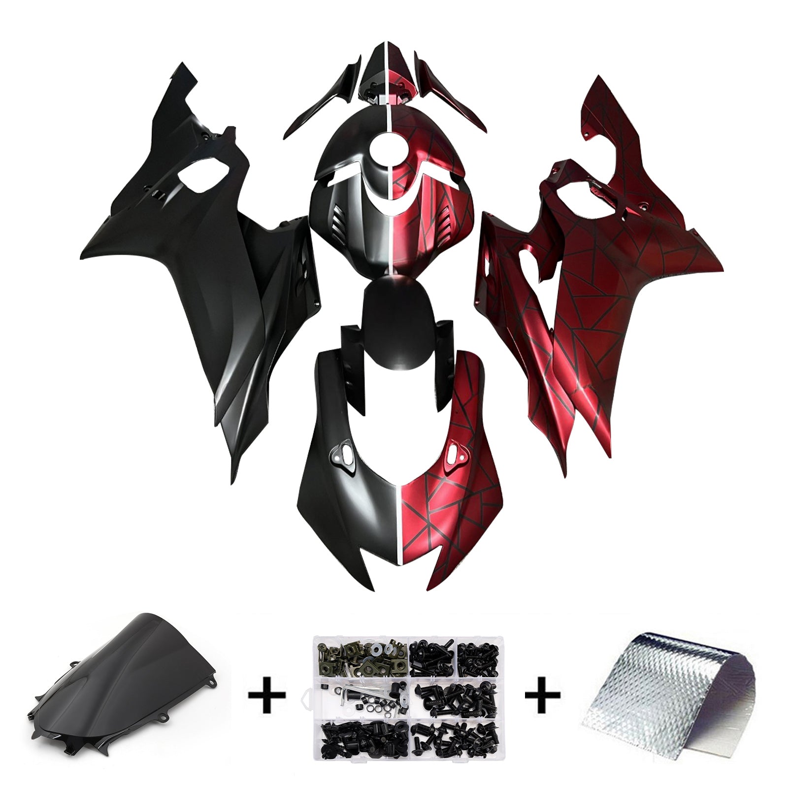 Amotopart 2017-2023 Yamaha YZF-R6 Red Black Fairing Kit