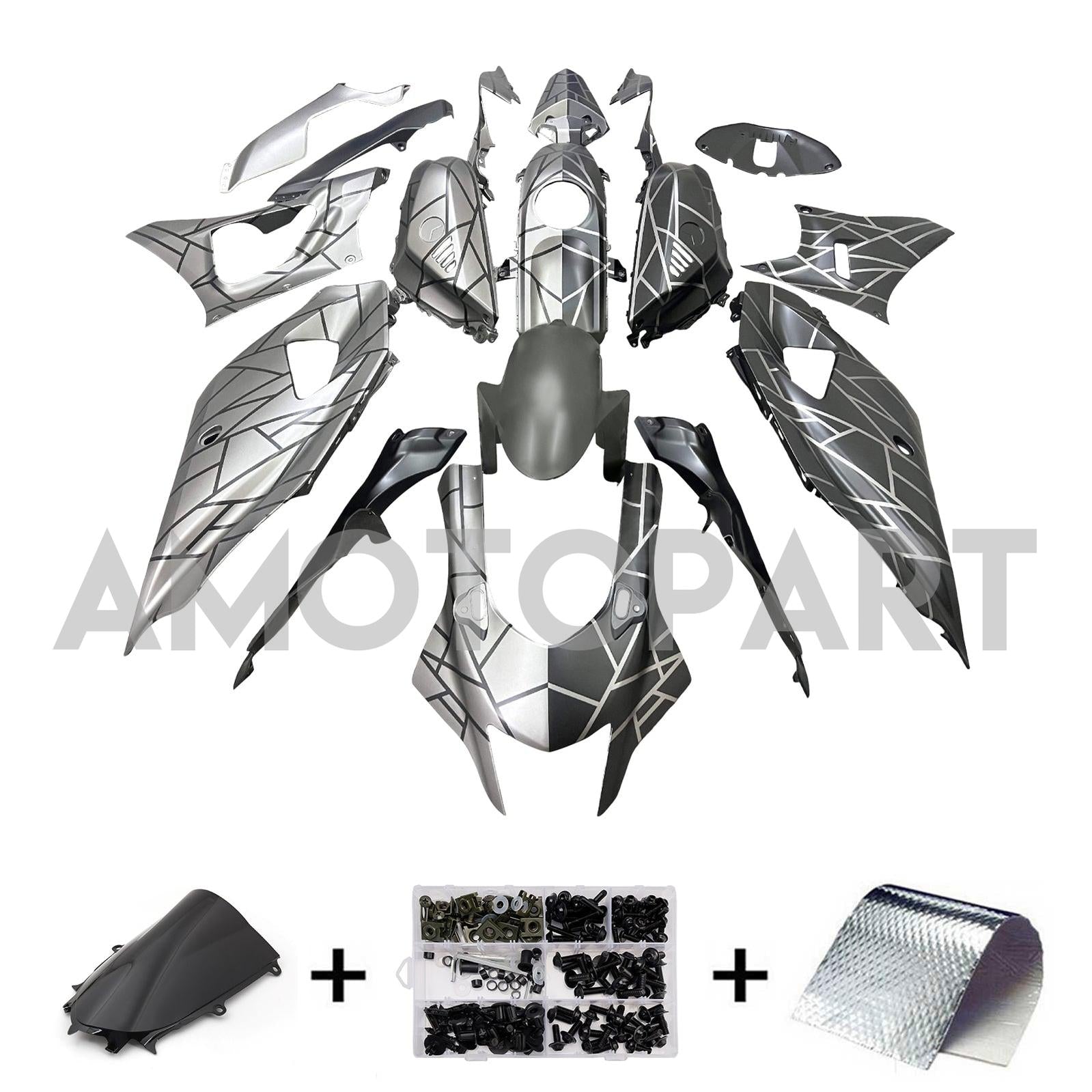 Amotopart 2021-2025 Yamaha YZF-R7 Grey Black Fairing Kit