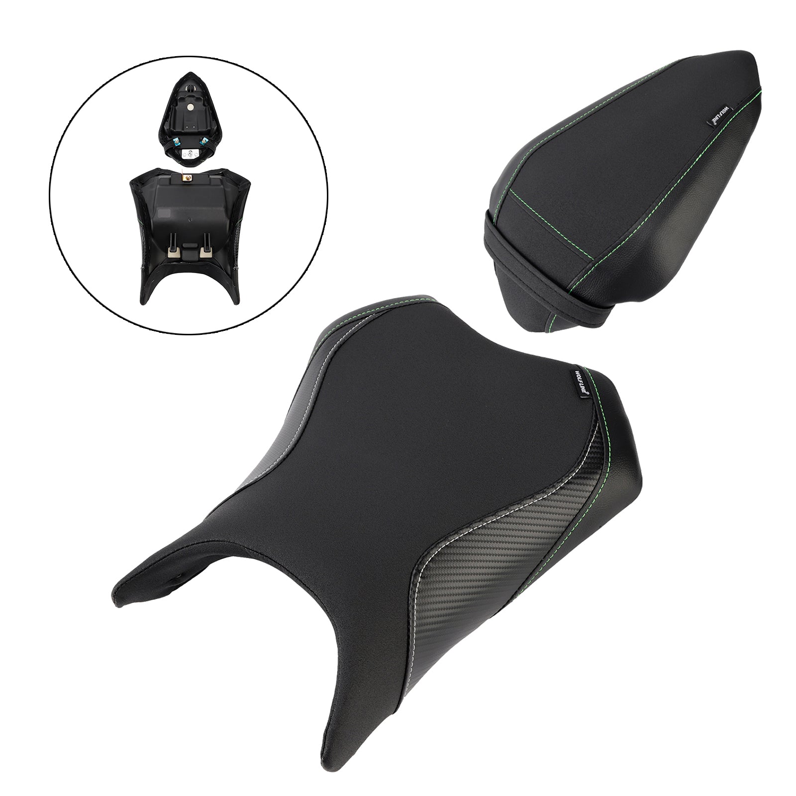 24-25 Kawasaki Ninja 500 Z500 Front&ROhr-Raider-Beifahrerkissen-Set Schwarz1