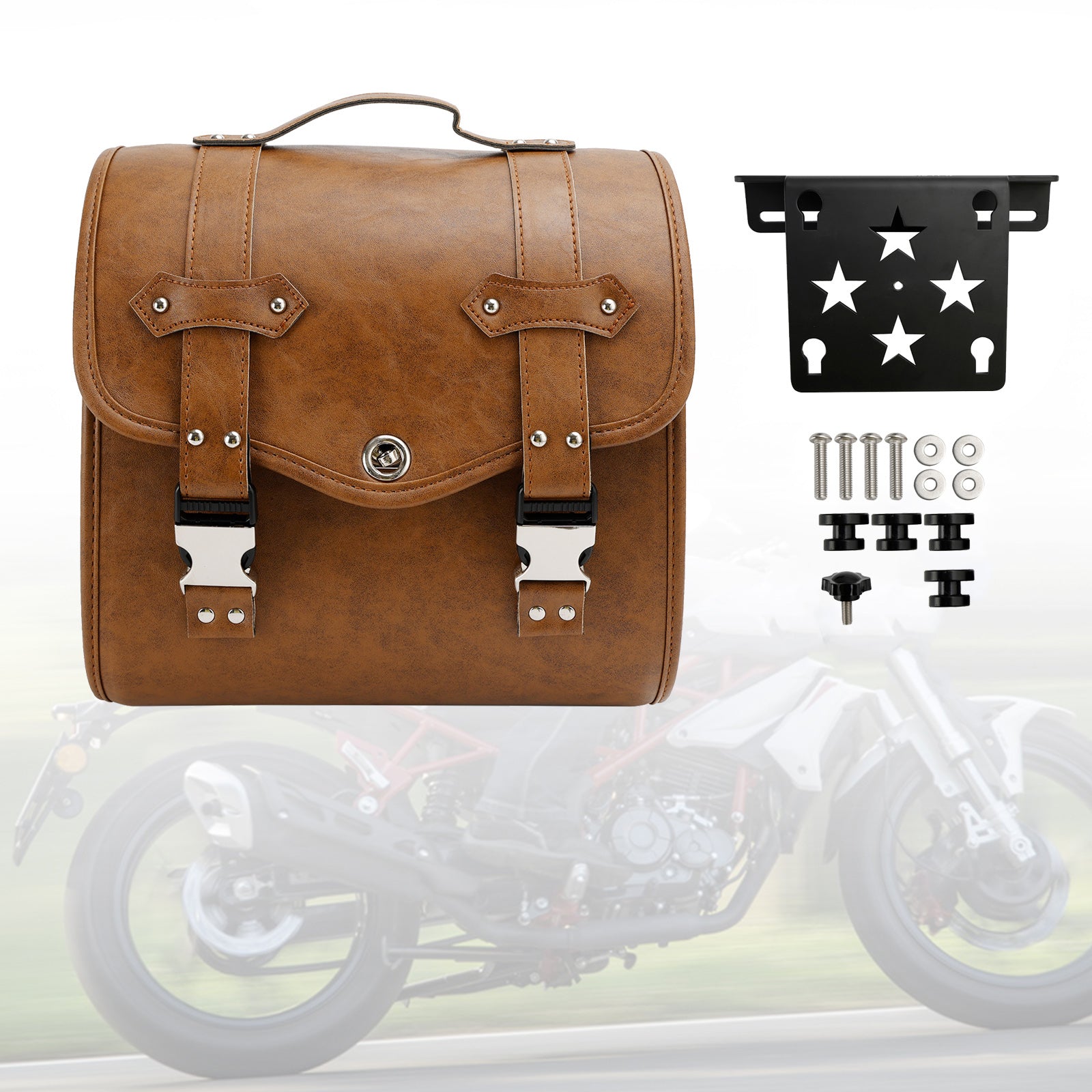 Cruiser Adv Cafe Side Tool Bag Saddlebag Quick Release Luggage Kit Brown