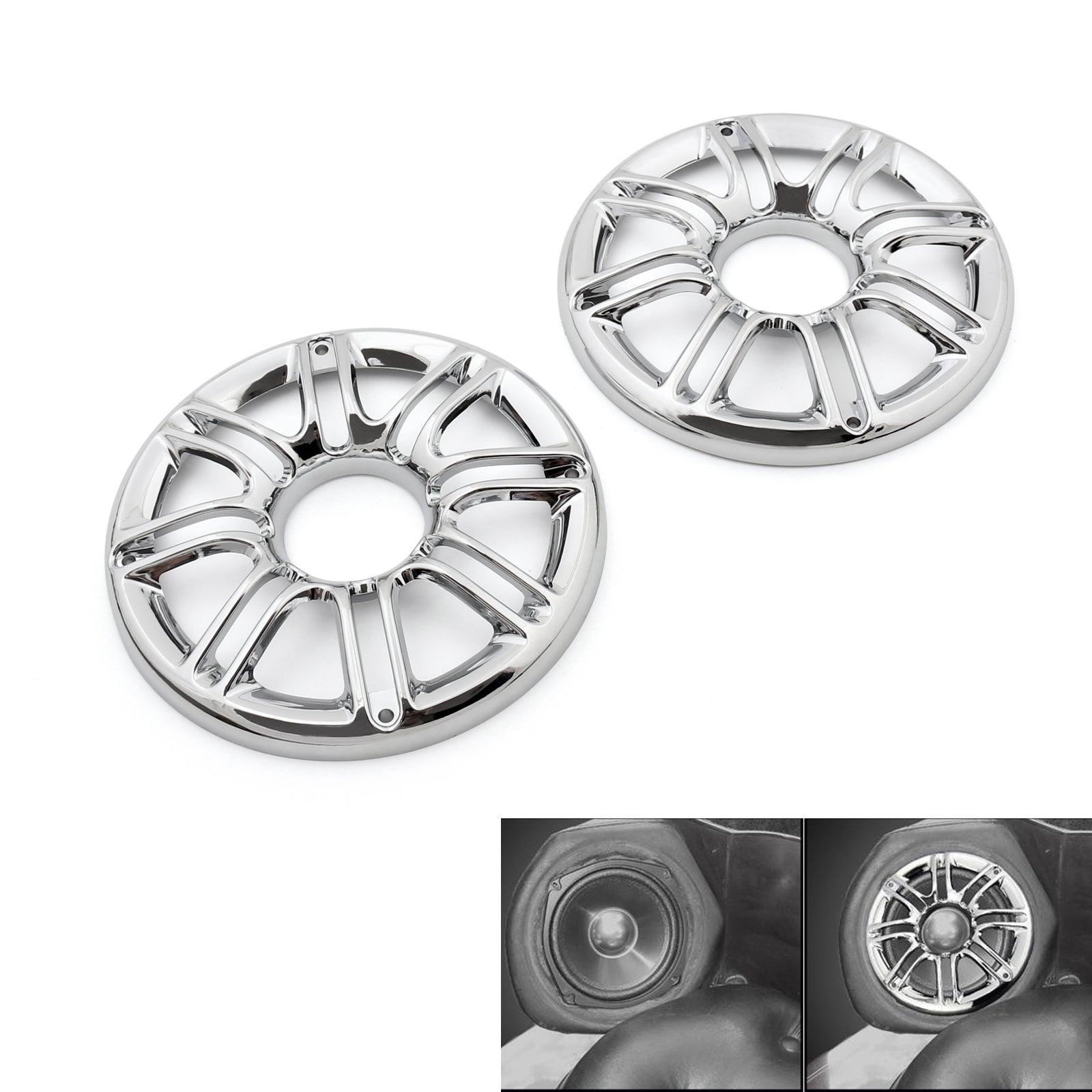 2x Harley Davidson Touring Glide Speaker Cover Grill 6" 3D Round Rear Front