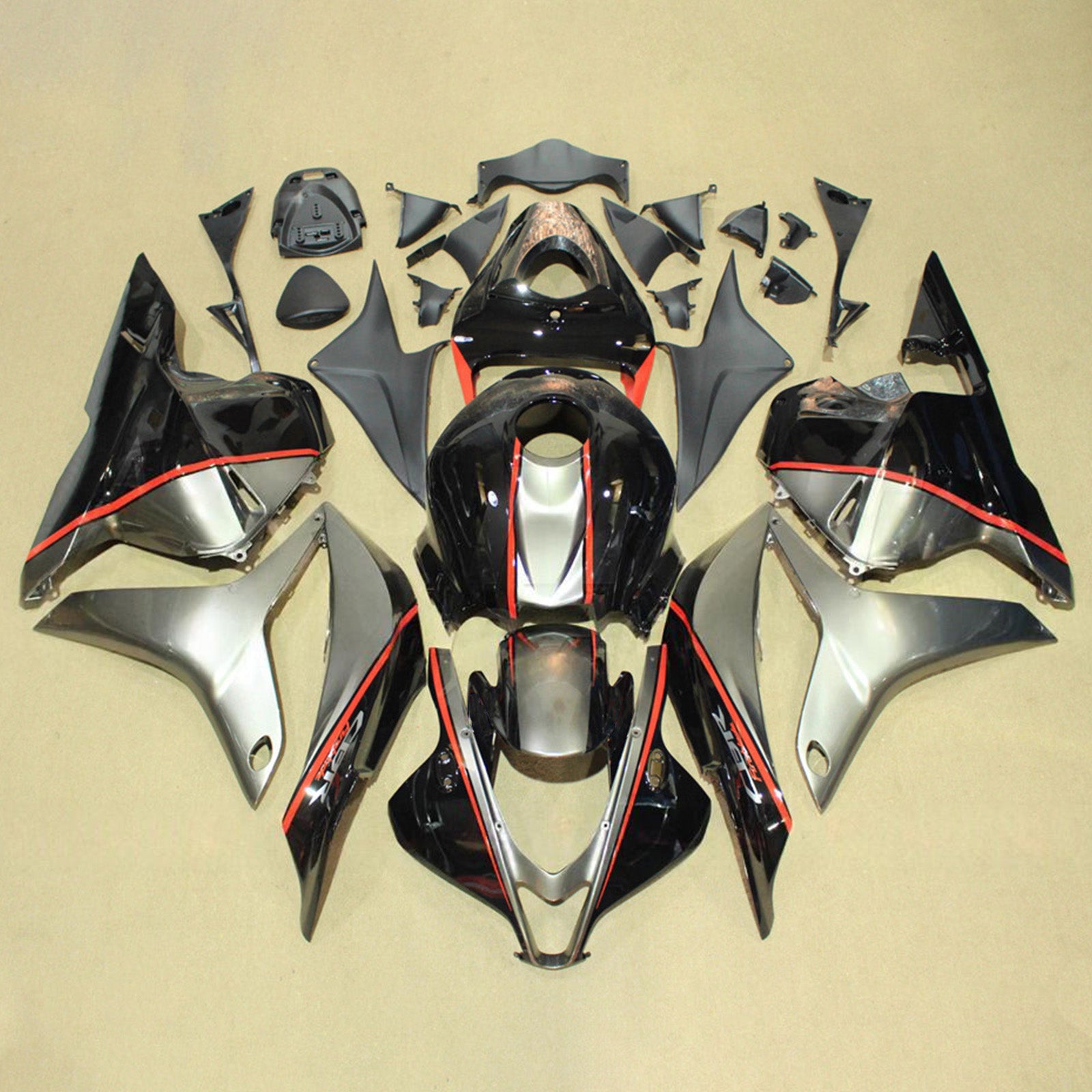 Amotopart 2009-2012 Honda CBR600RR Black Red Fairing Kit