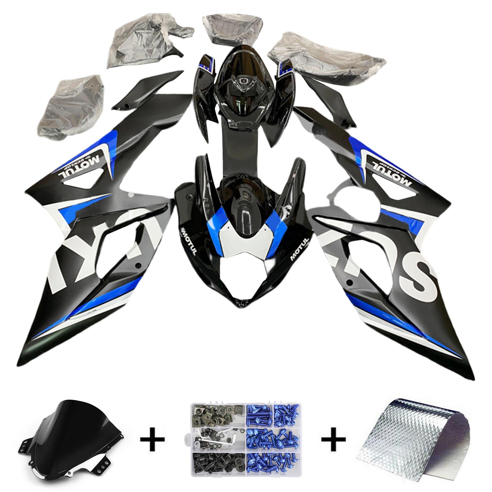 Amotopart Suzuki GSXR1000 K5 Bleu 2005-2006&Kit de carénage noir