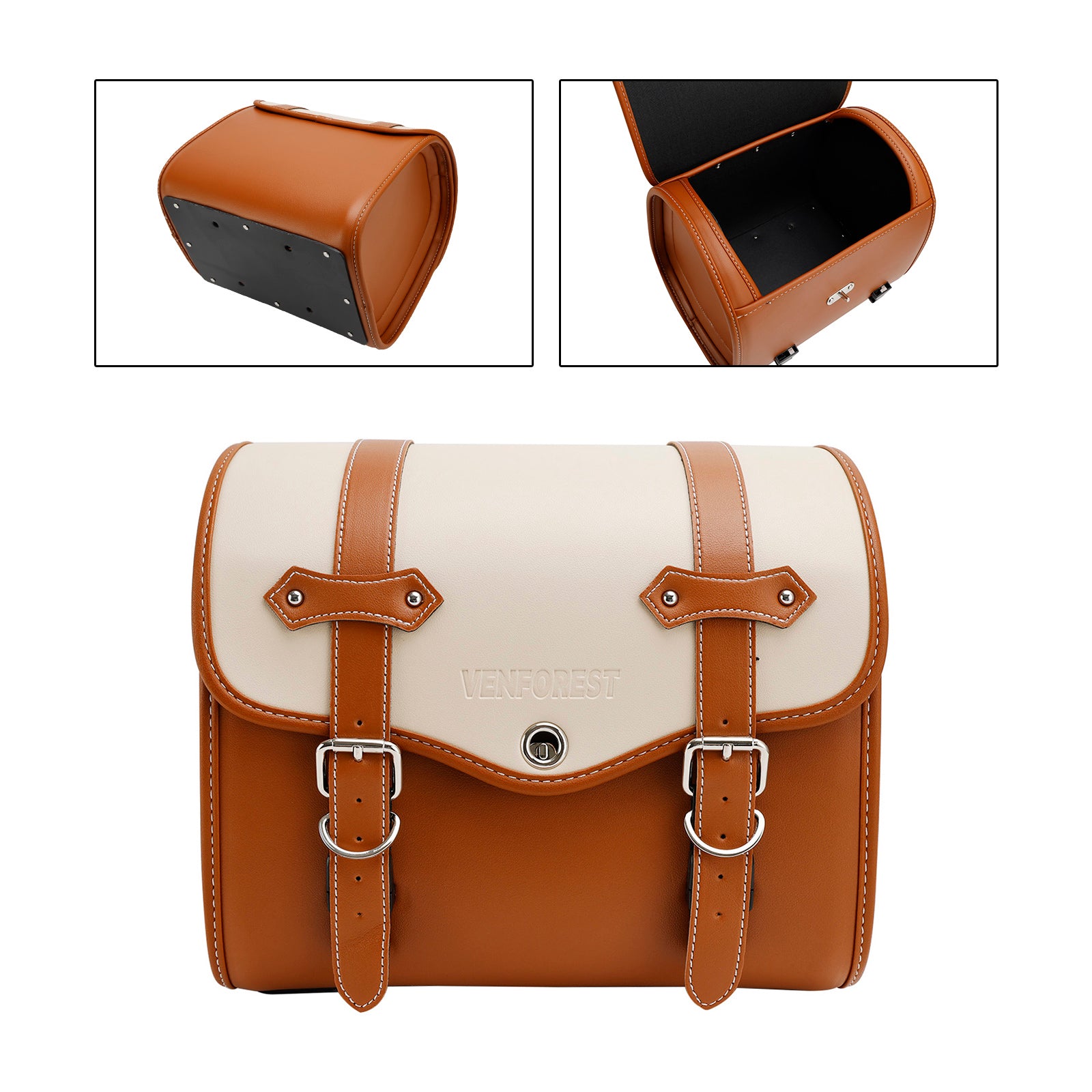 Saddlebag Side Storage Tail Bag Universal Color Matching PU til motorcykel