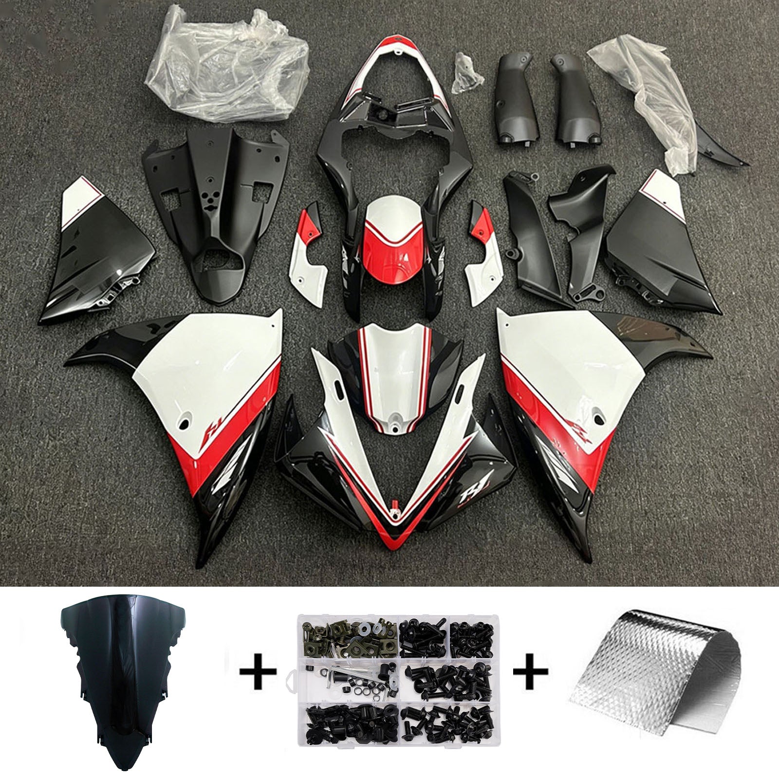 Amotopart 2012-2014 Yamaha YZF-R1 bílá/černá sada kapotáže