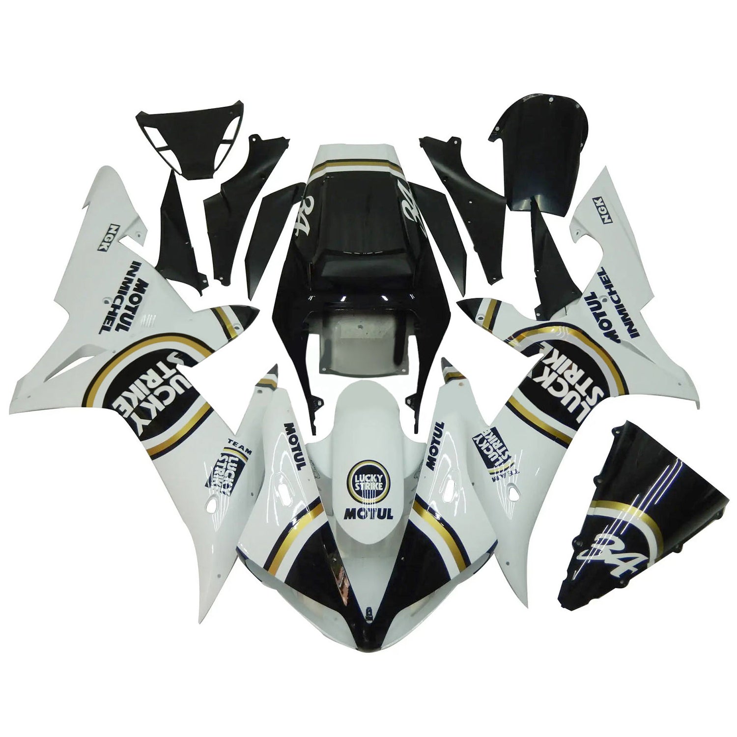 Amotopart 2002-2003 Yamaha YZF R1 Glossy White Black Fairing Kit