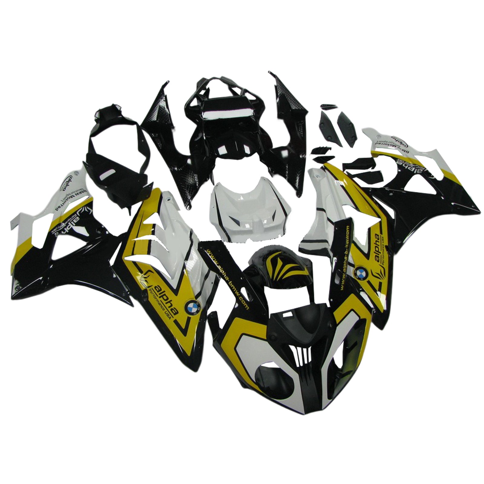 Amotopart BMW S1000RR 2009-2014 Kit de carenado amarillo y negro