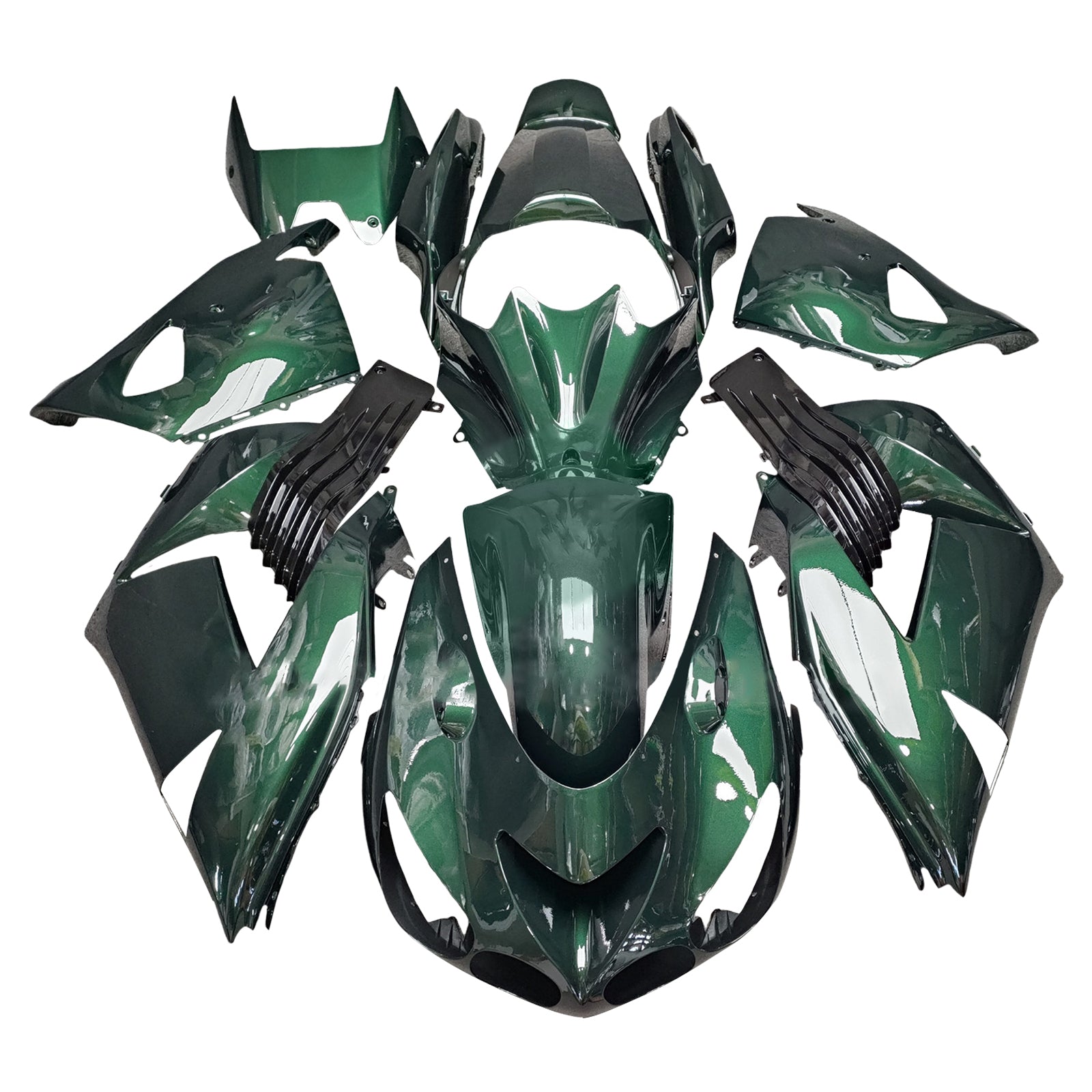 Amotopart 2012-2025 Kawasaki ZX14R ZZR1400 Deep Green Fairing Kit