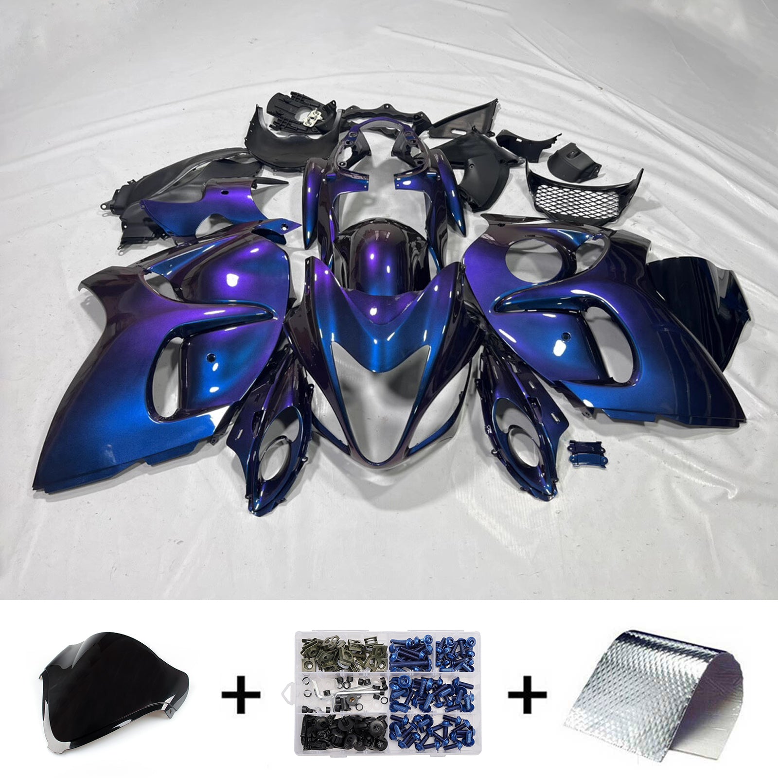 Amotopart 2008-2020 Suzuki Hayabusa GSX1300R Blue Purple Chameleon Fairing Kit