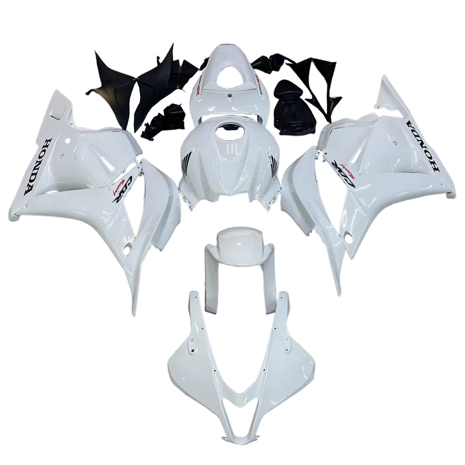 Amotopart 2009-2012 Honda CBR600RR White Black Fairing Kit