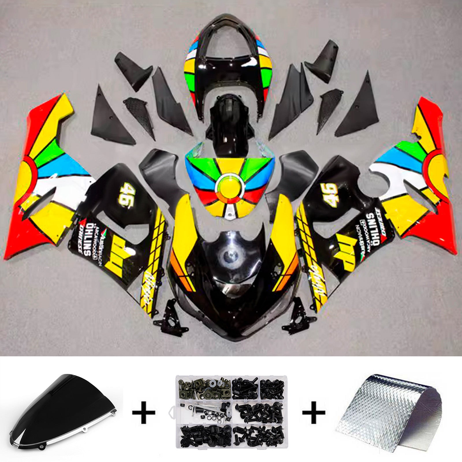 Amotopart 2005-2006 Kawasaki ZX6R 636 Multi-color Fairing Kit