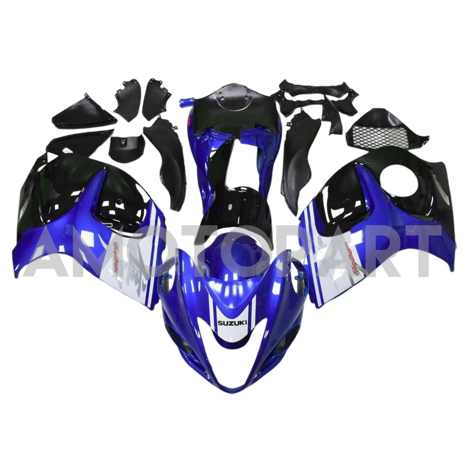 Amotopart 2008–2020 GSX1300R Hayabusa Suzuki Blau&Weißes Verkleidungsset