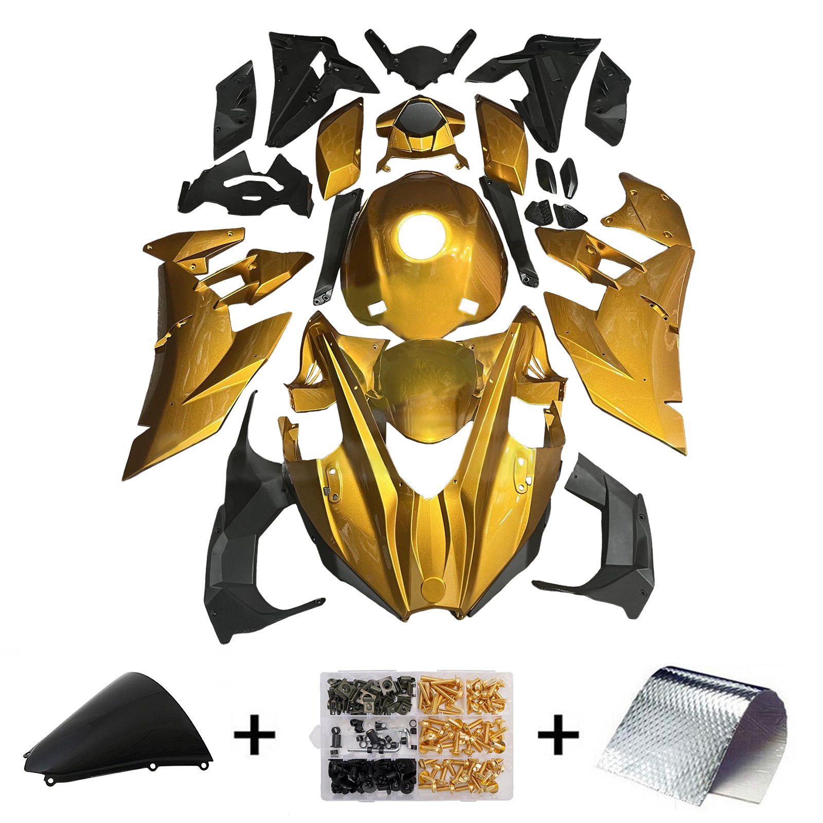 Amotopart 2015-2022 Kawasaki Ninja H2 Gold Fairing Kit