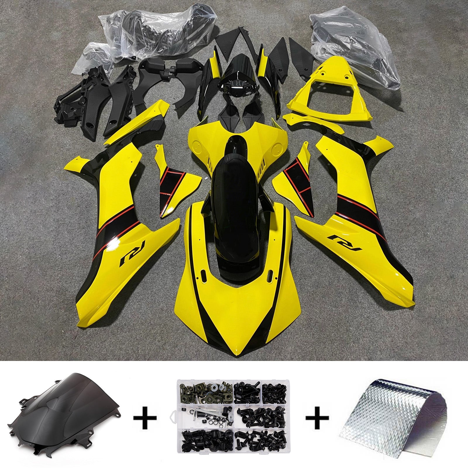 Amotopart 2015-2019 Yamaha YZF 1000 R1 žlutá/černá sada kapotáže