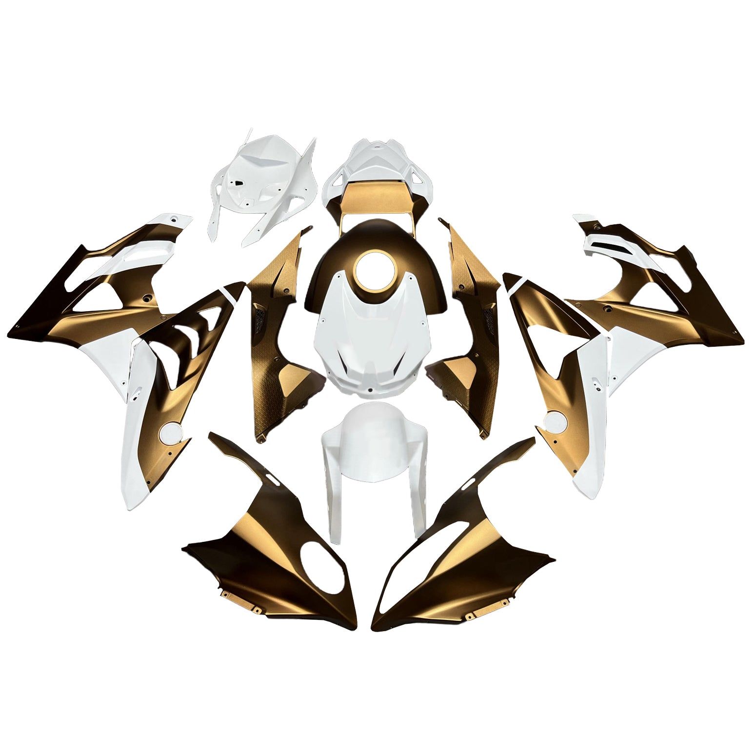 Amotopart 2015-2016 BMW S1000RR Kit de carénage en or blanc brillant